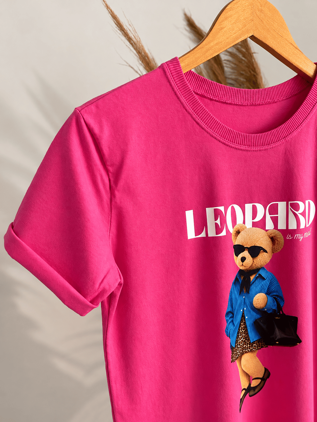 Tshirt Premium - Leopard DTF - Rosa Pink Tshirt Premium - Leopard DTF - Rosa Pink