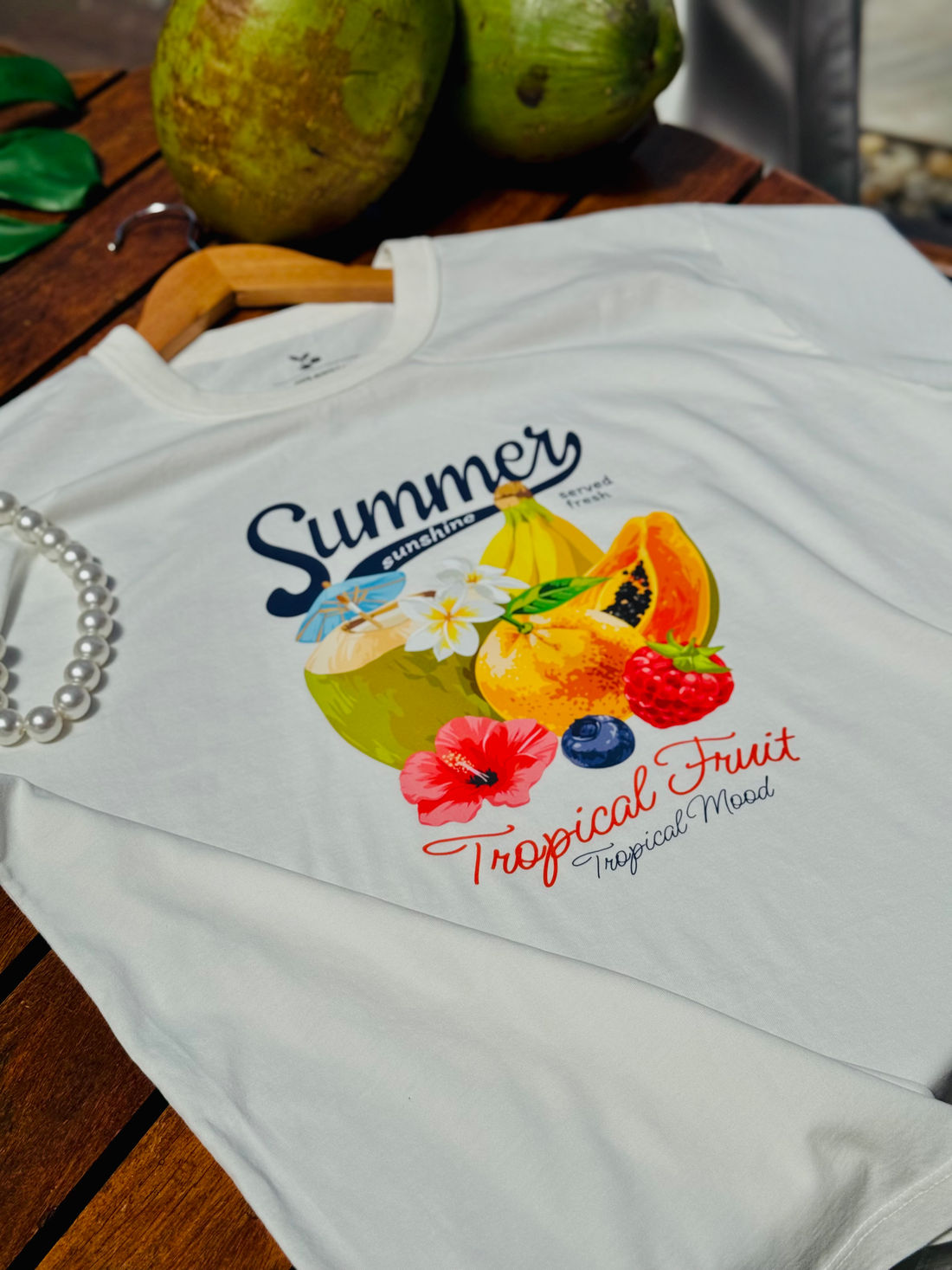 T-shirt Oversized - Tropical Fruit DTF - Off White