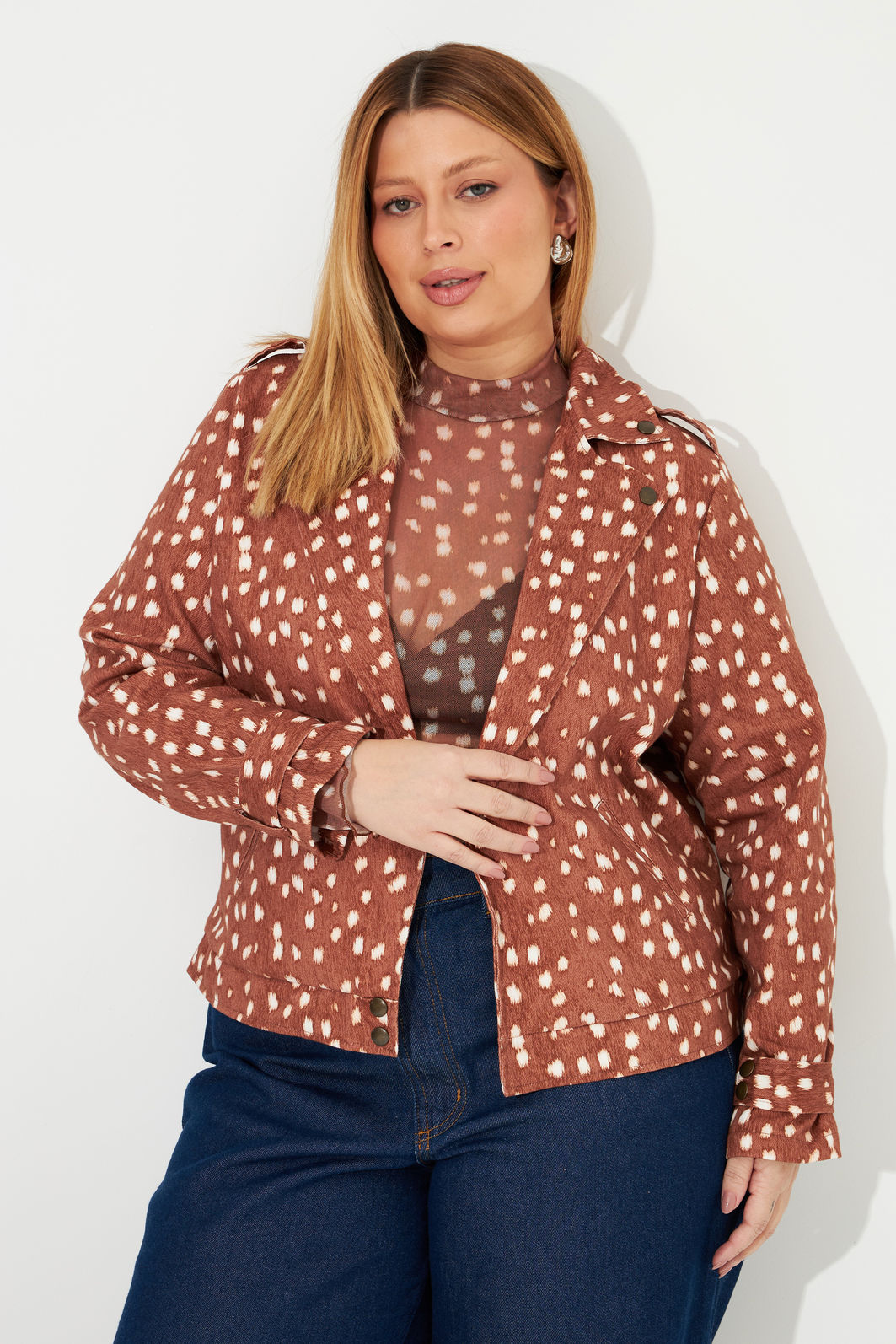 Jaqueta Sarja Zoey Deer Animal Print Jaqueta Sarja Zoey Deer Animal Print