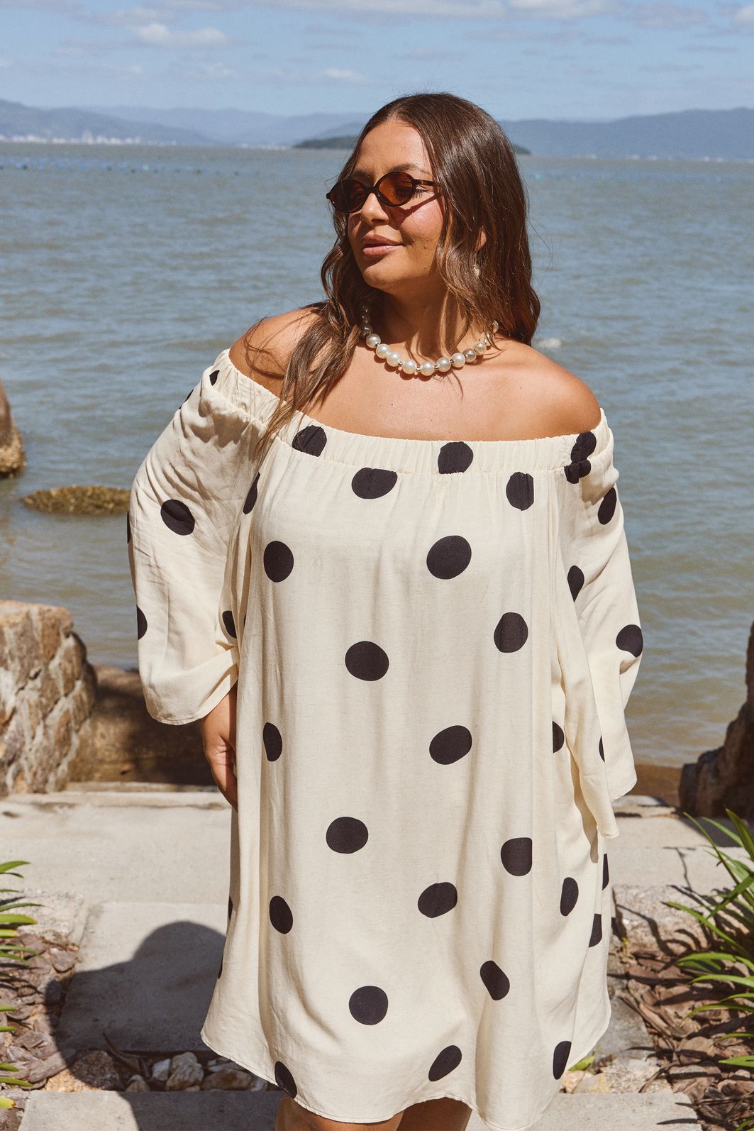 Vestido Ombro a Ombro Dalila Poá Vestido Ombro a Ombro Dalila Poá