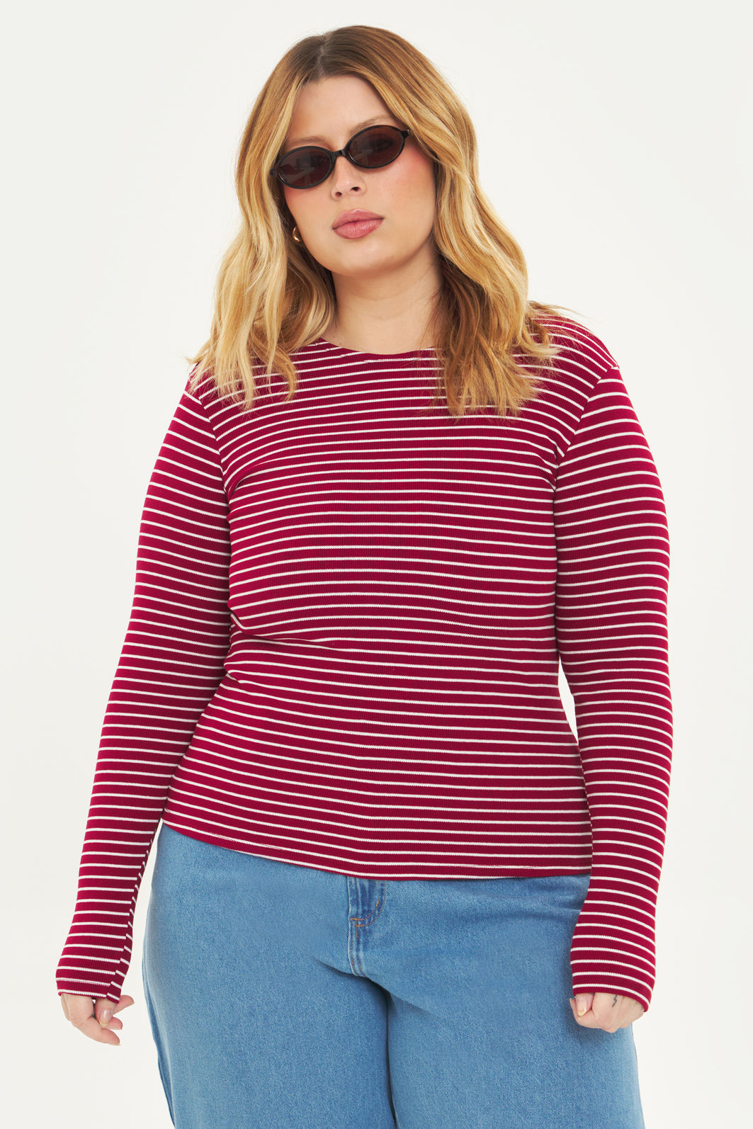 Blusa Manga Longa Safira Listrado Blusa Manga Longa Safira Listrado