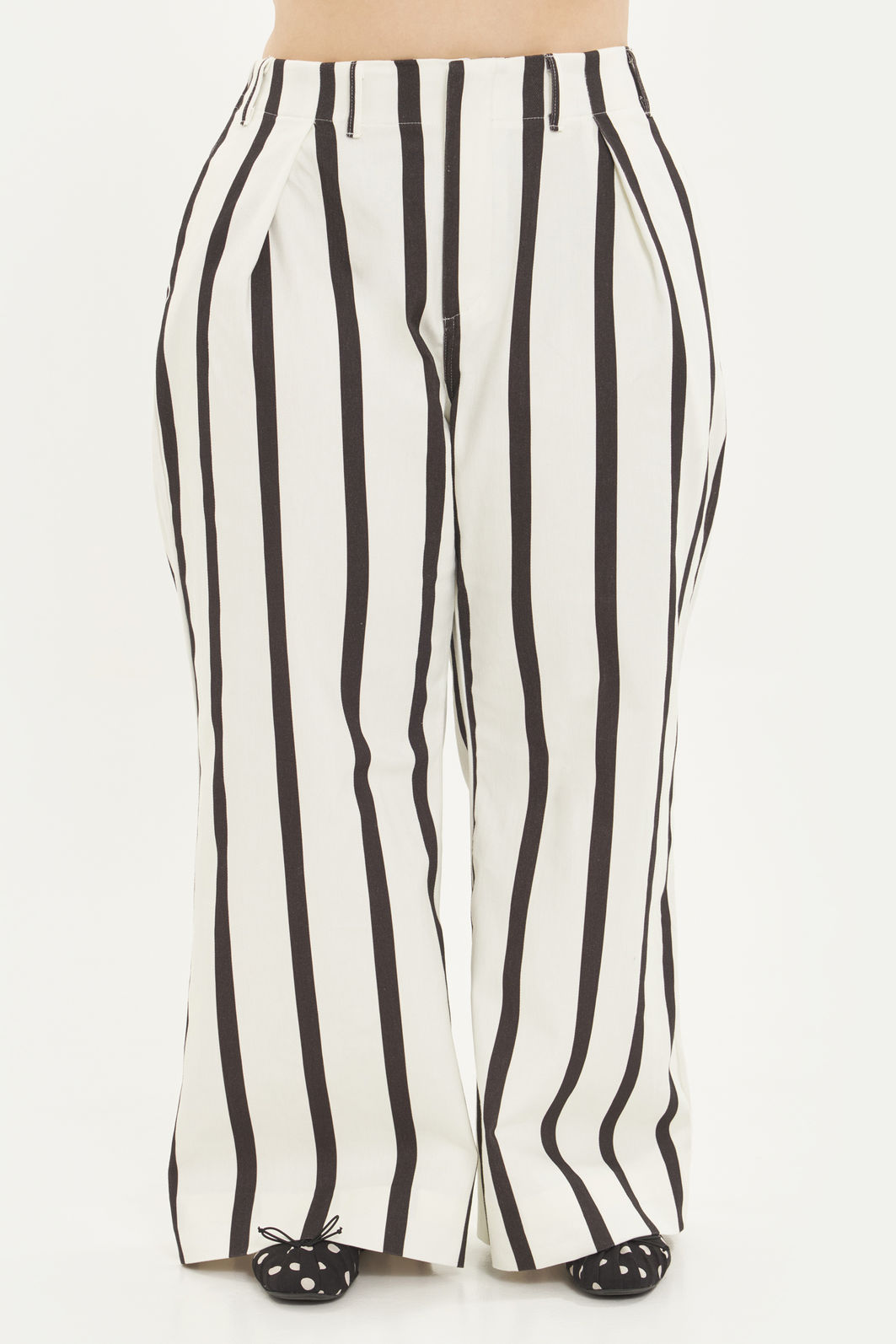 Calça Pantalona De Sarja Samira Listrado Calça Pantalona De Sarja Samira Listrado