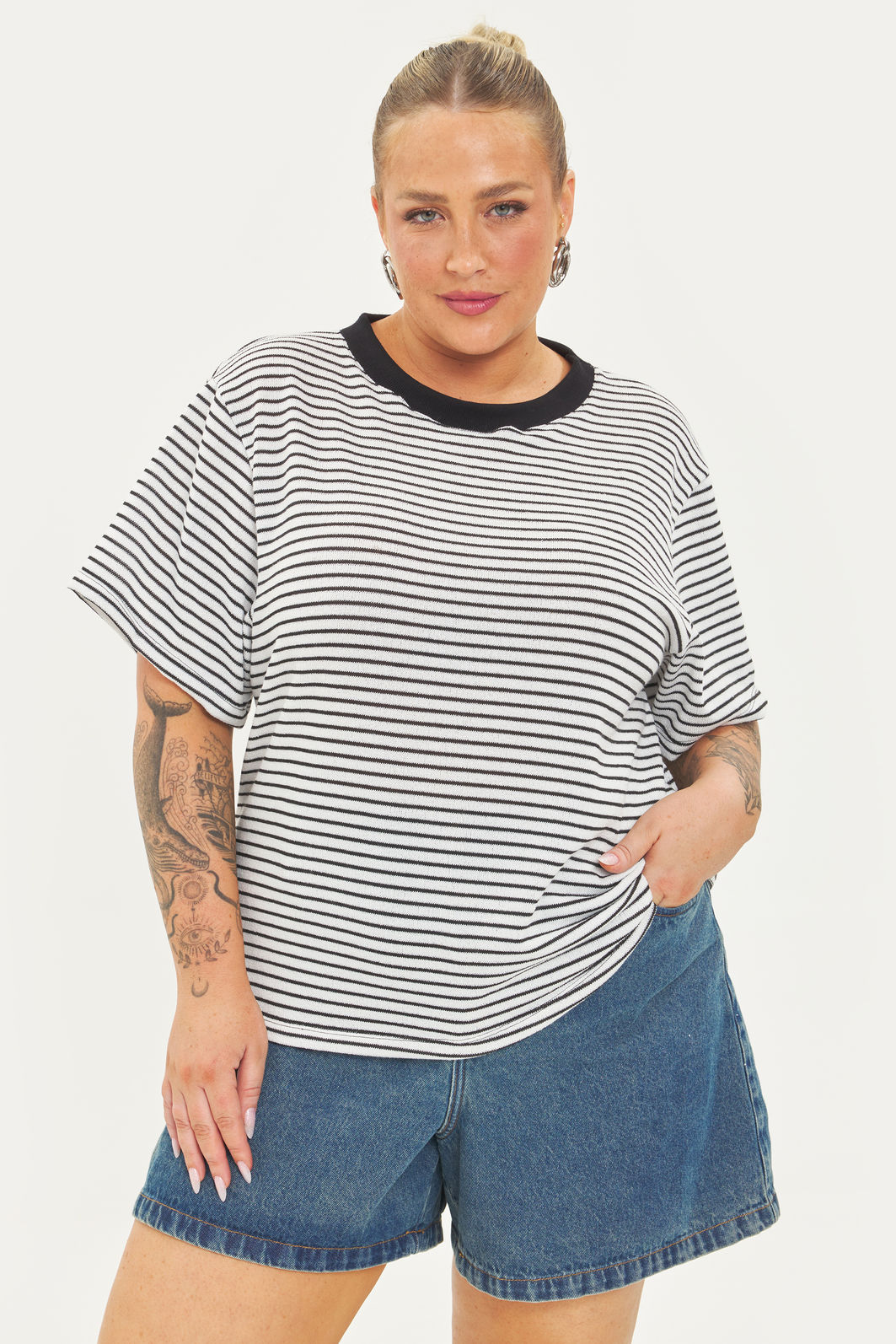 T-shirt Oversized Tricô Bali Listrado