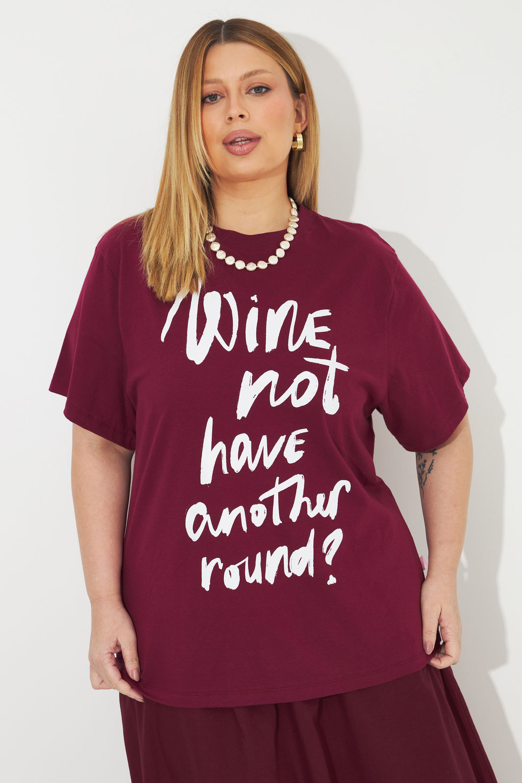 T-shirt De Algodão Wine Not Burgundy T-shirt De Algodão Wine Not Burgundy