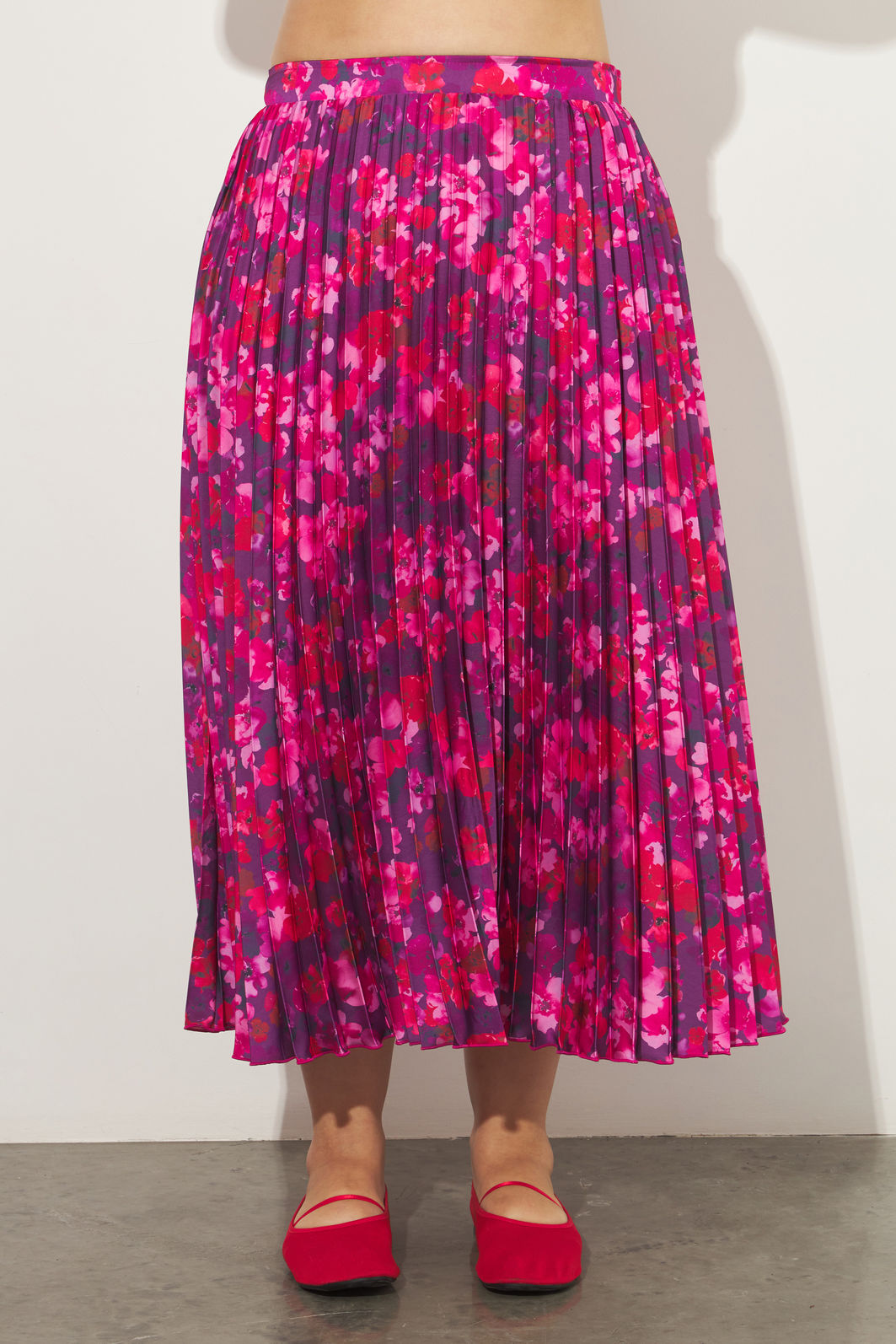 Saia Midi Plissada Scarlet Floral