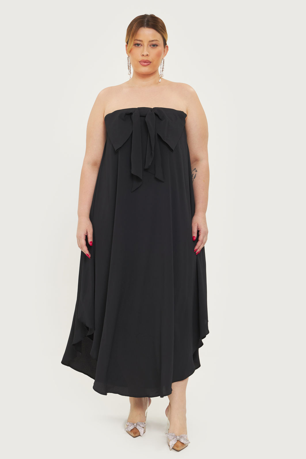 Vestido Assimétrico Sem Alças Maitê Preto Vestido Assimétrico Sem Alças Maitê Preto