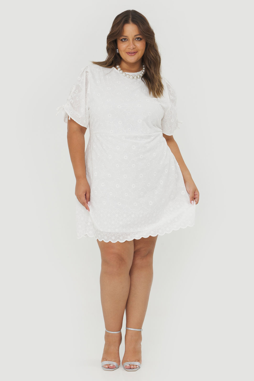 Vestido Curto Algodão Bordado Olímpia Off-White Vestido Curto Algodão Bordado Olímpia Off-White