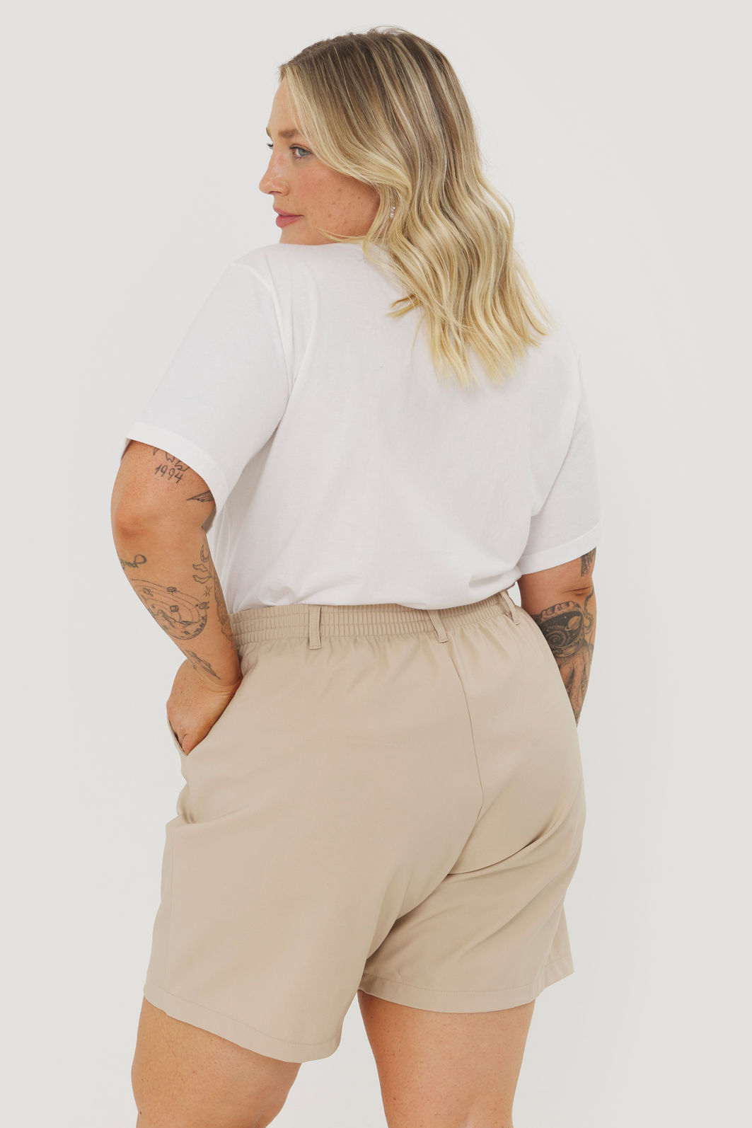 Short Alfaiataria De Algodão Fiorella Aveia