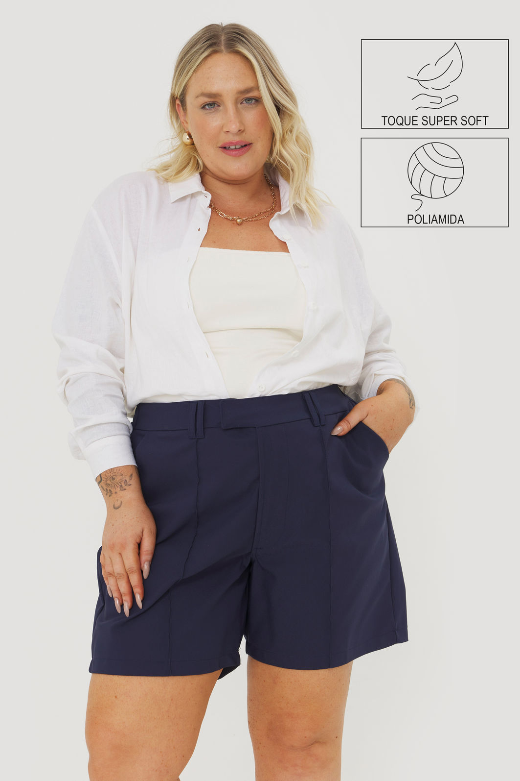 Short Alfaiataria De Algodão Fiorella Marinho