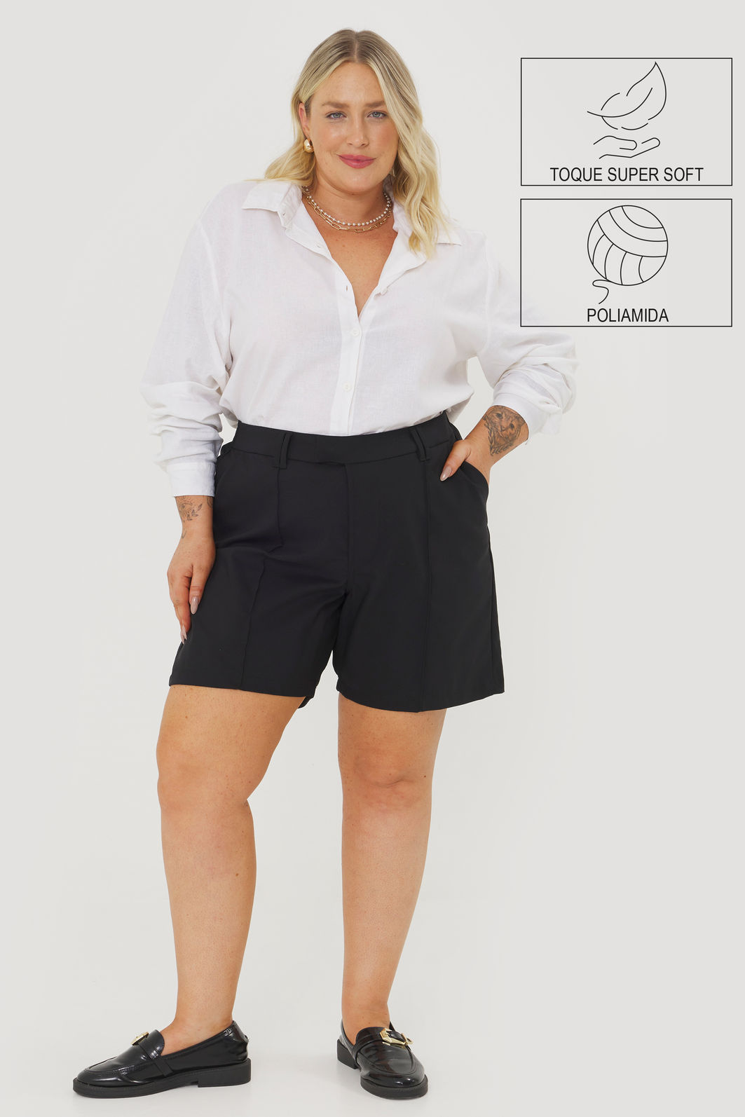 Short Alfaiataria De Algodão Fiorella Preto Short Alfaiataria De Algodão Fiorella Preto