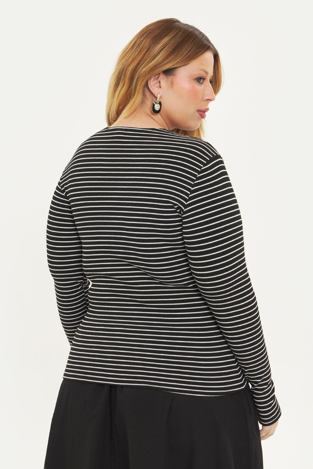Blusa Manga Longa Safira Listrado Blusa Manga Longa Safira Listrado
