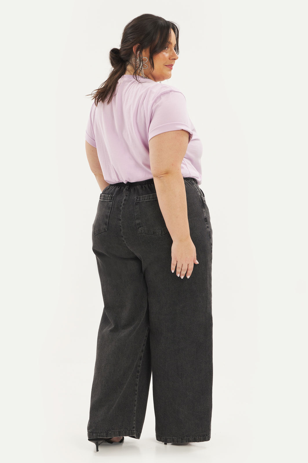 Calça Wideleg Jeans Tarsila Preto Calça Wideleg Jeans Tarsila Preto