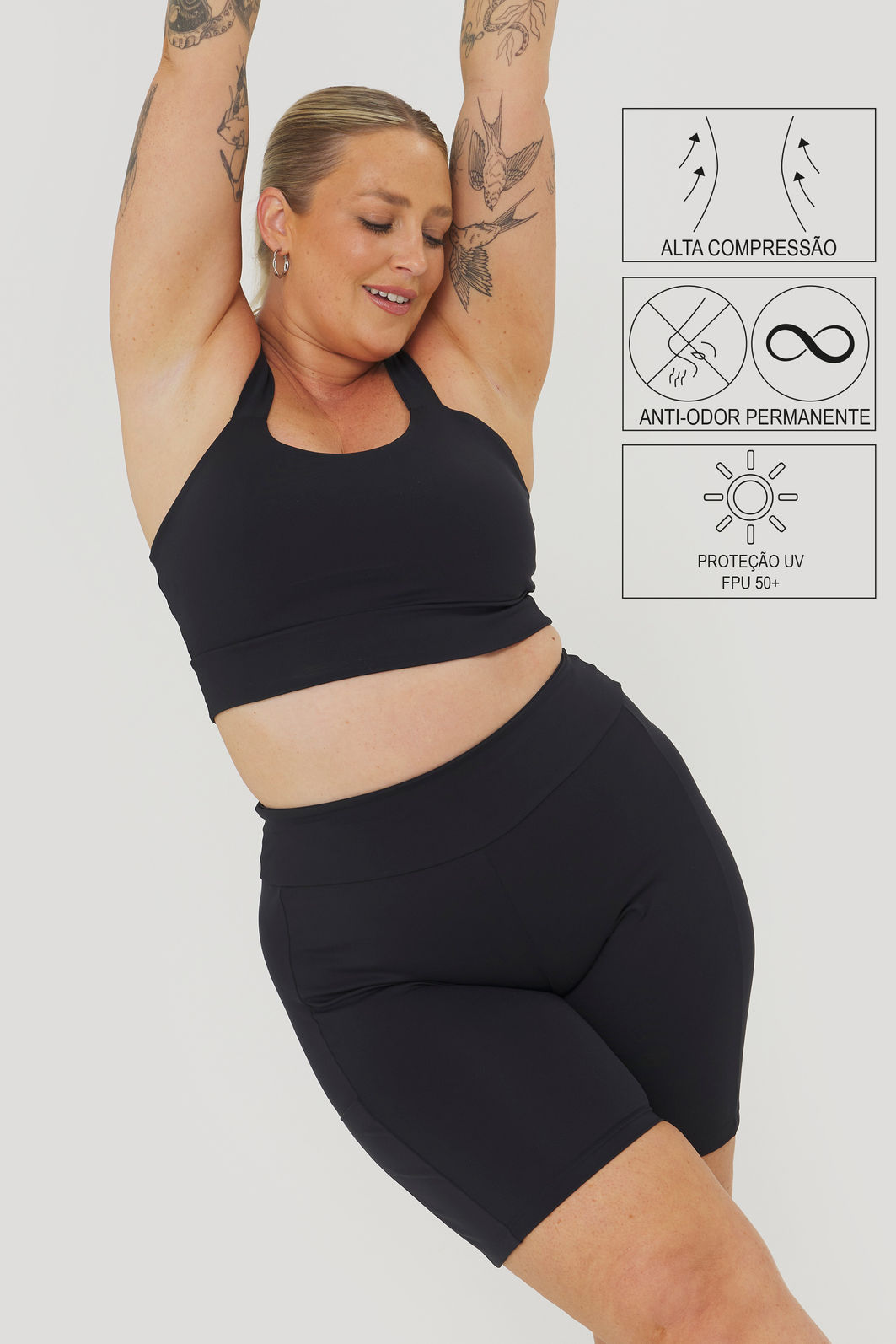 Top Esportivo Alta Sustentação Safari Preto