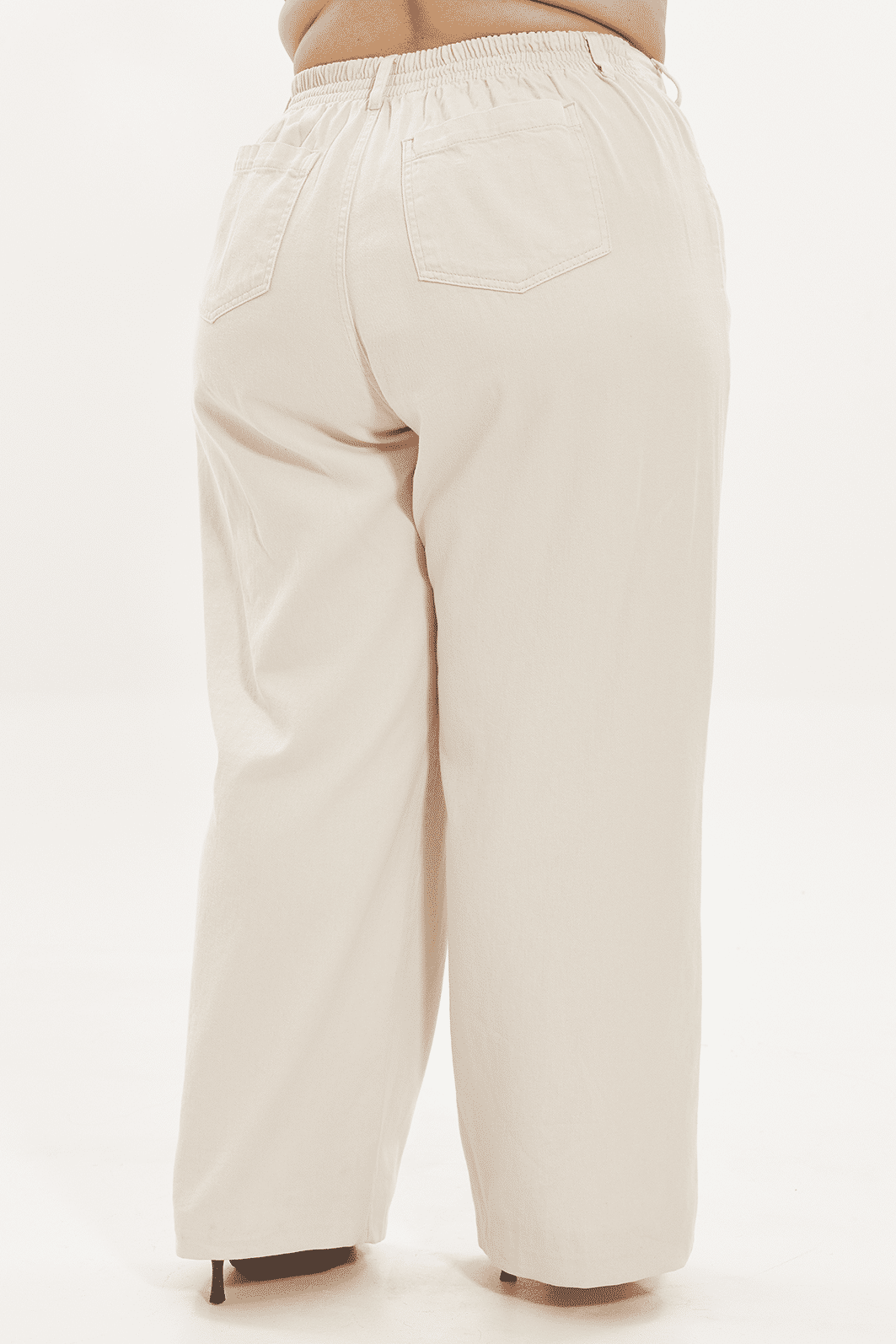 Calça Pantalona De Sarja Ludmila Natural calça de sarja pantalona off white plus size