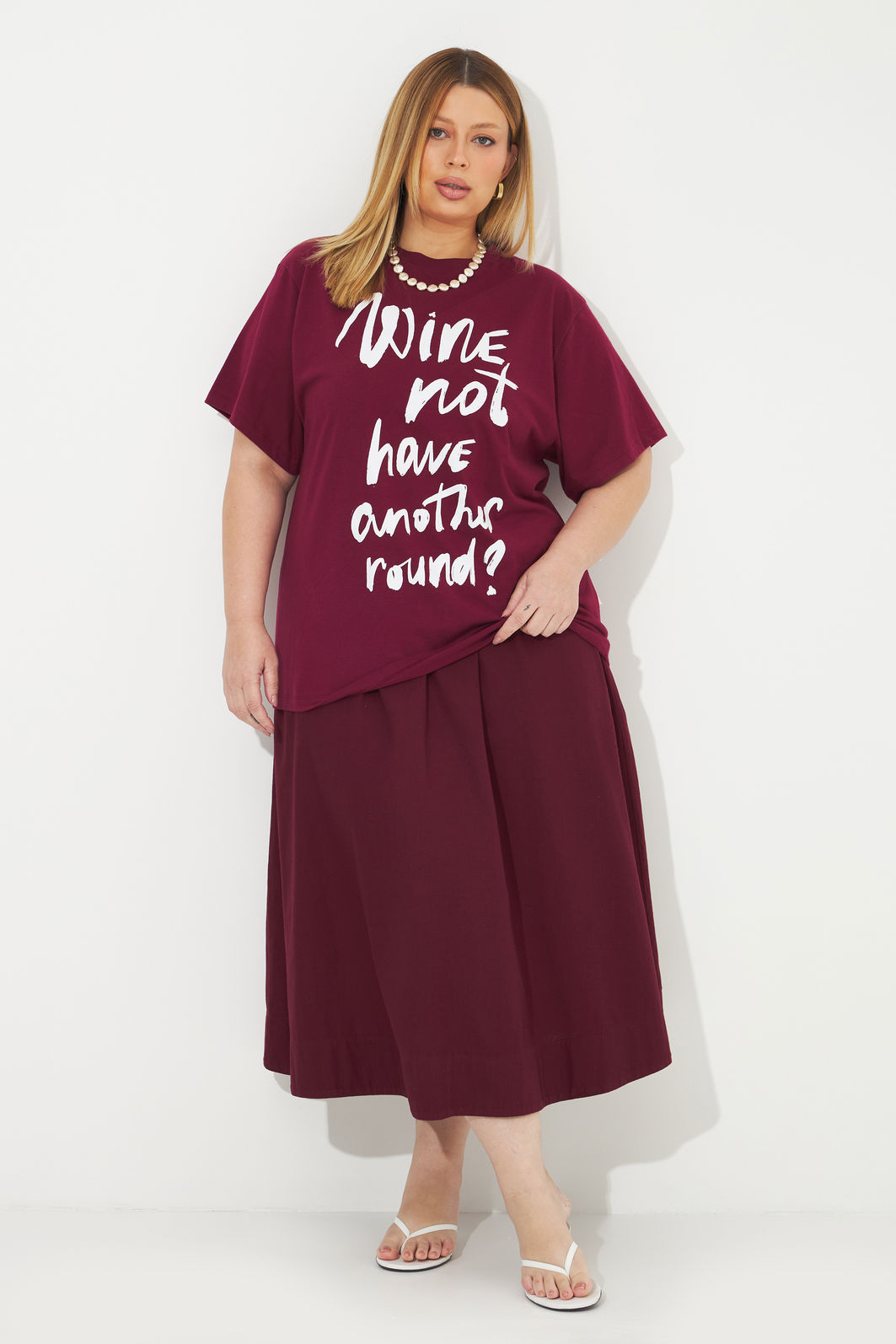 T-shirt De Algodão Wine Not Burgundy T-shirt De Algodão Wine Not Burgundy