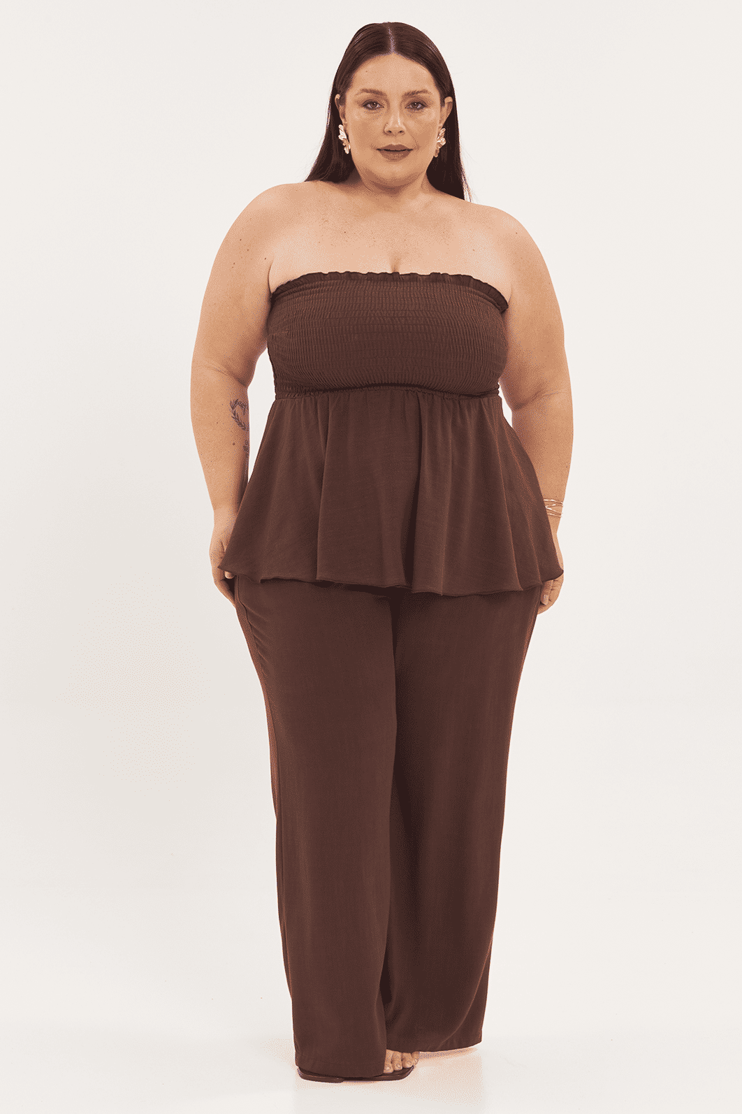 Blusa Peplum Chloe Marrom Blusa Peplum Chloe Marrom