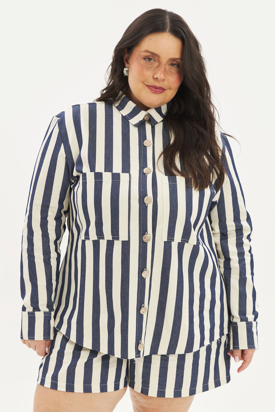Camisa Listrada Victória Jeans Camisa Listrada Victória Jeans