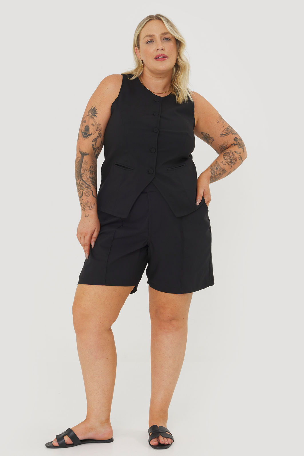 Colete Alongado Alfaiataria Fiorella Preto Colete Alongado Alfaiataria Fiorella Preto