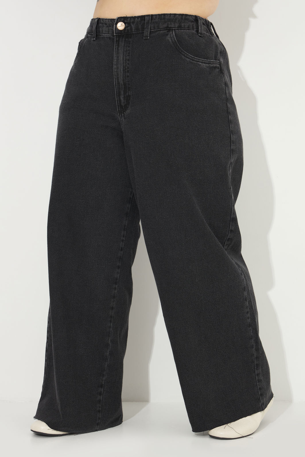 Calça Wide Leg Jeans Penélope Preto Calça Wide Leg Jeans Penélope Preto