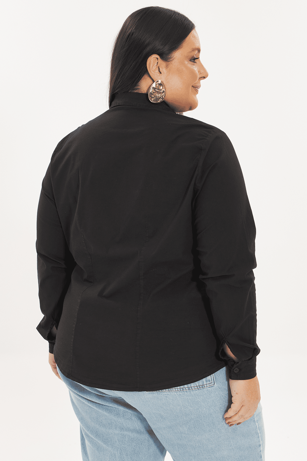 Camisa Slim Tricoline Alberta Prerto camisa alfaiataria slim tricoline preta pluis size