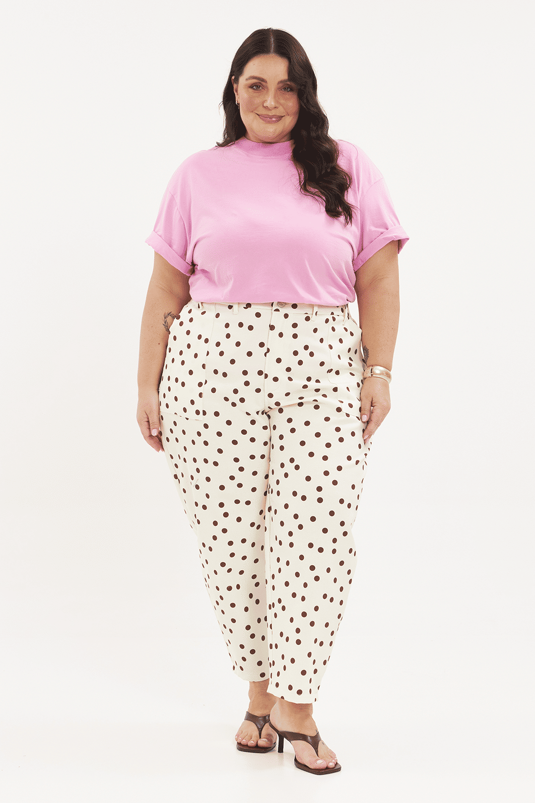 Calça Barrel Mariah Poá Calça Barrel Mariah Poá