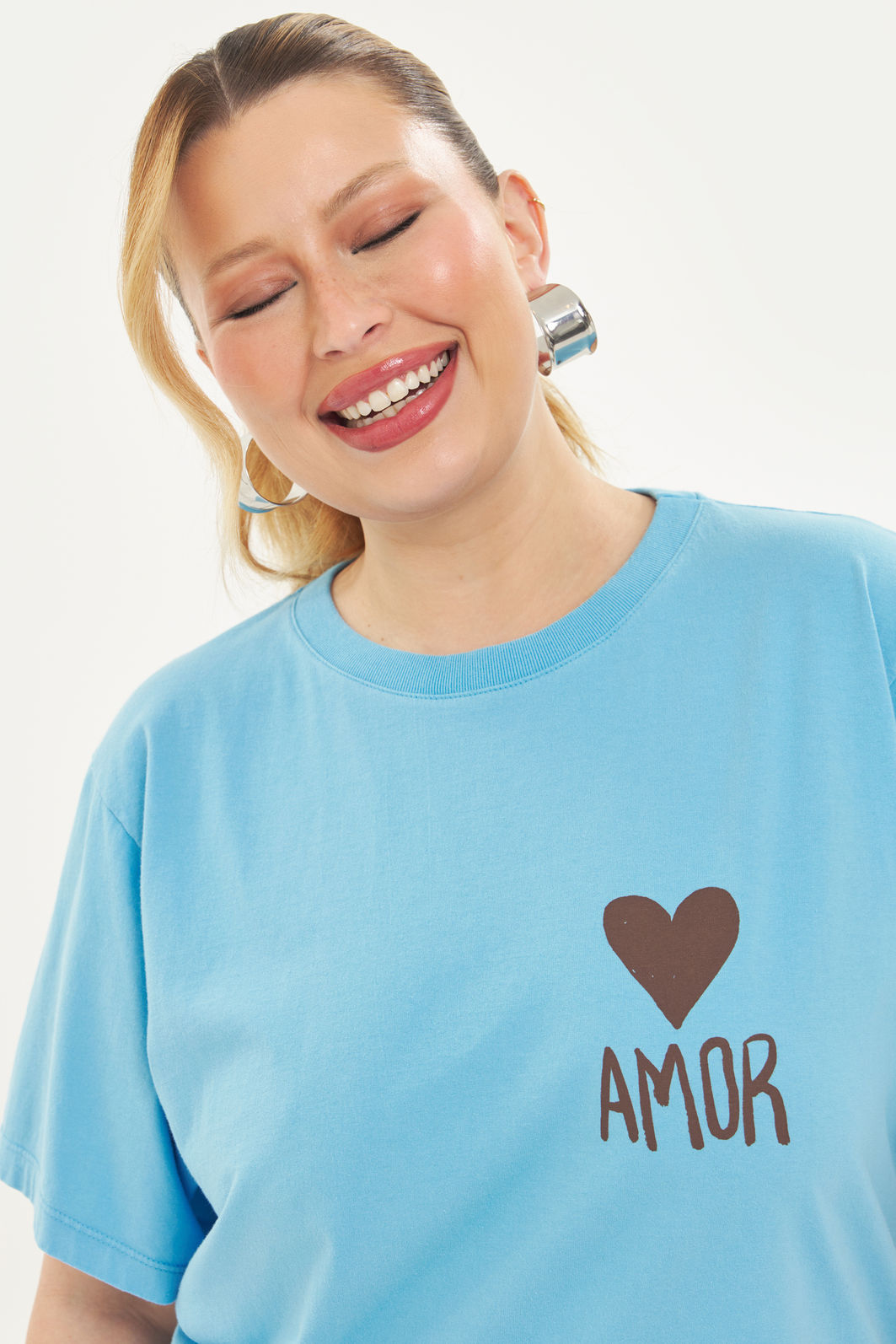 T-Shirt De Algodão Amor Azul