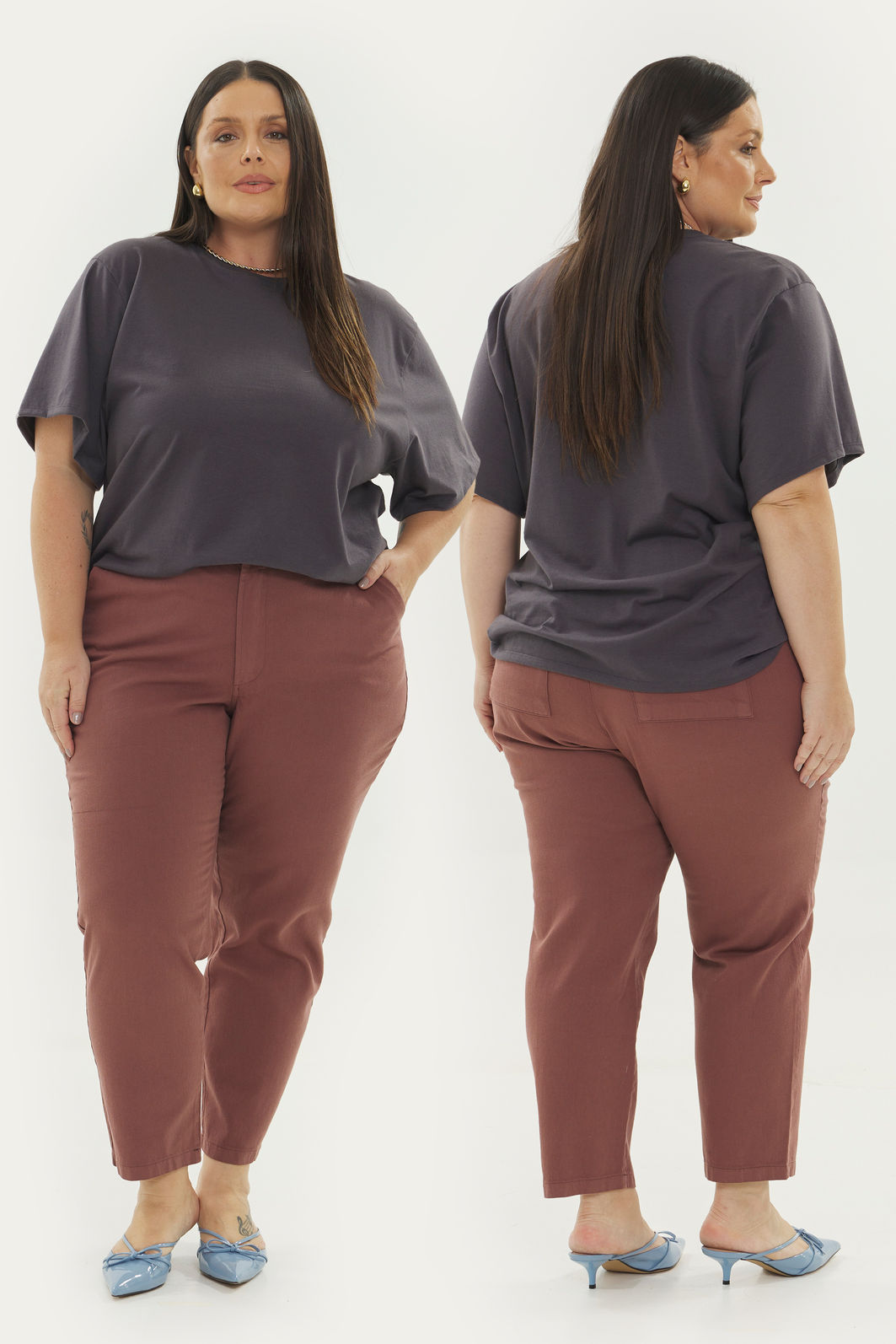 T-shirt Malha Confort Básica Nina Cinza