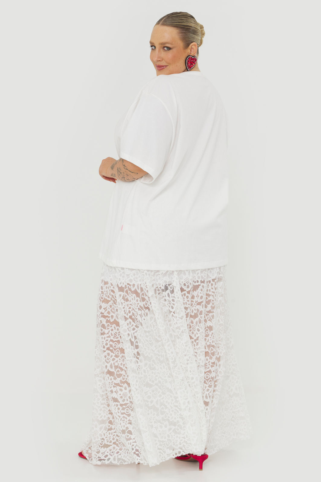 Saia Longa De Renda Lana Off-White