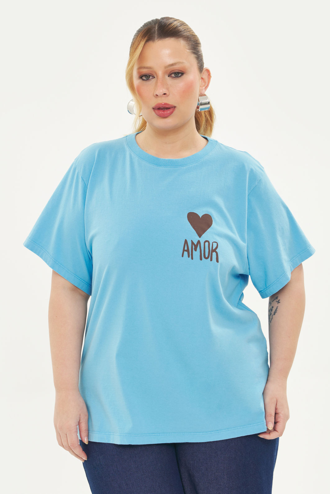 T-Shirt De Algodão Amor Azul