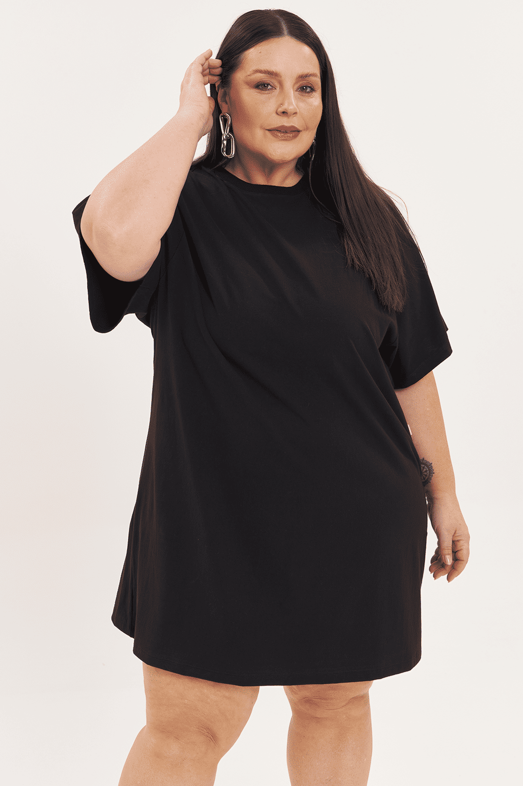 T-dress De Algodão Mari Preto T-dress De Algodão Mari Preto