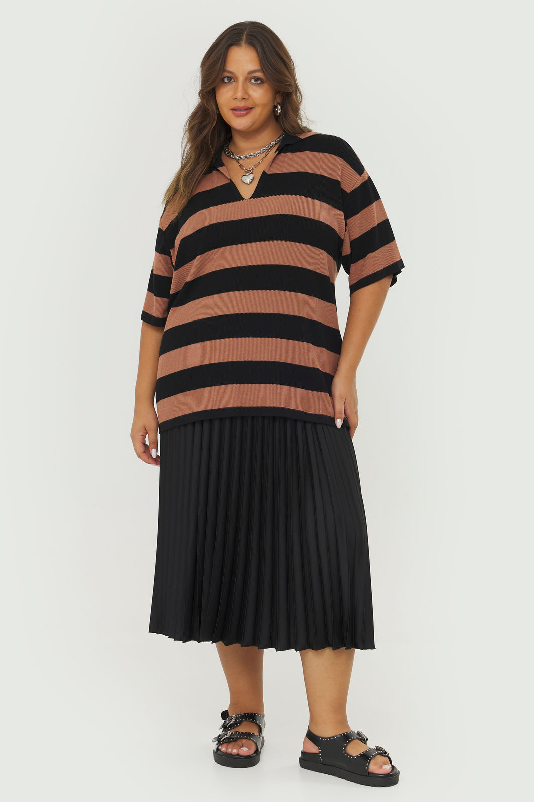 Camisa Polo Oversized Tricô Carlota Listrada Camisa Polo Oversized Tricô Carlota Listrada