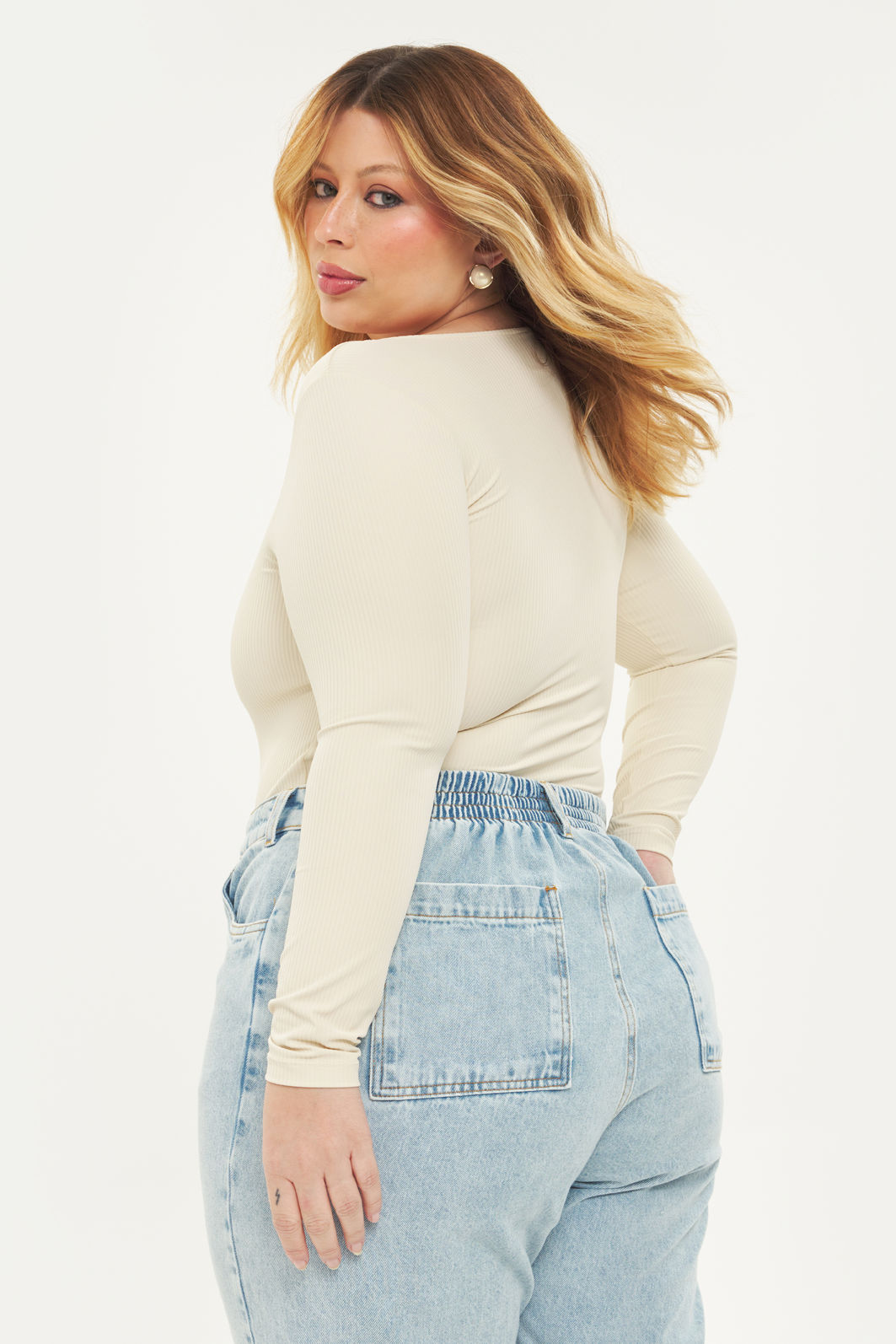 Body Manga Longa Jolie Creme Body Manga Longa Jolie Creme