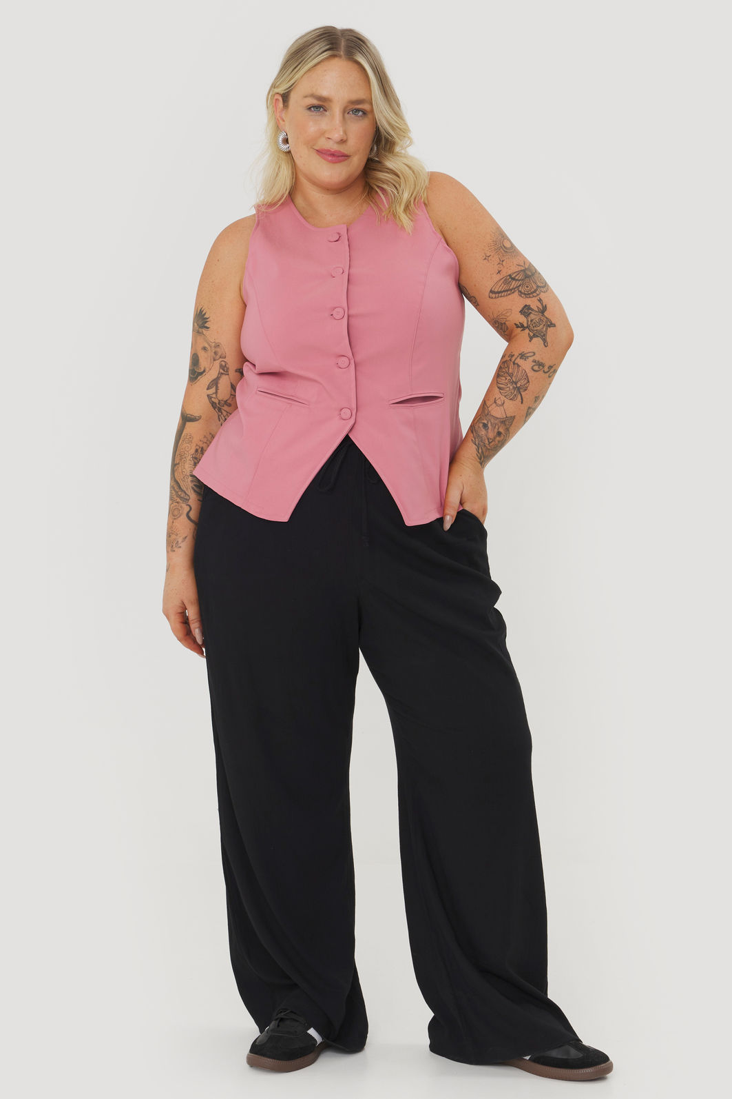 Colete Alongado Alfaiataria Fiorella Rosê Colete Alongado Alfaiataria Fiorella Rosê