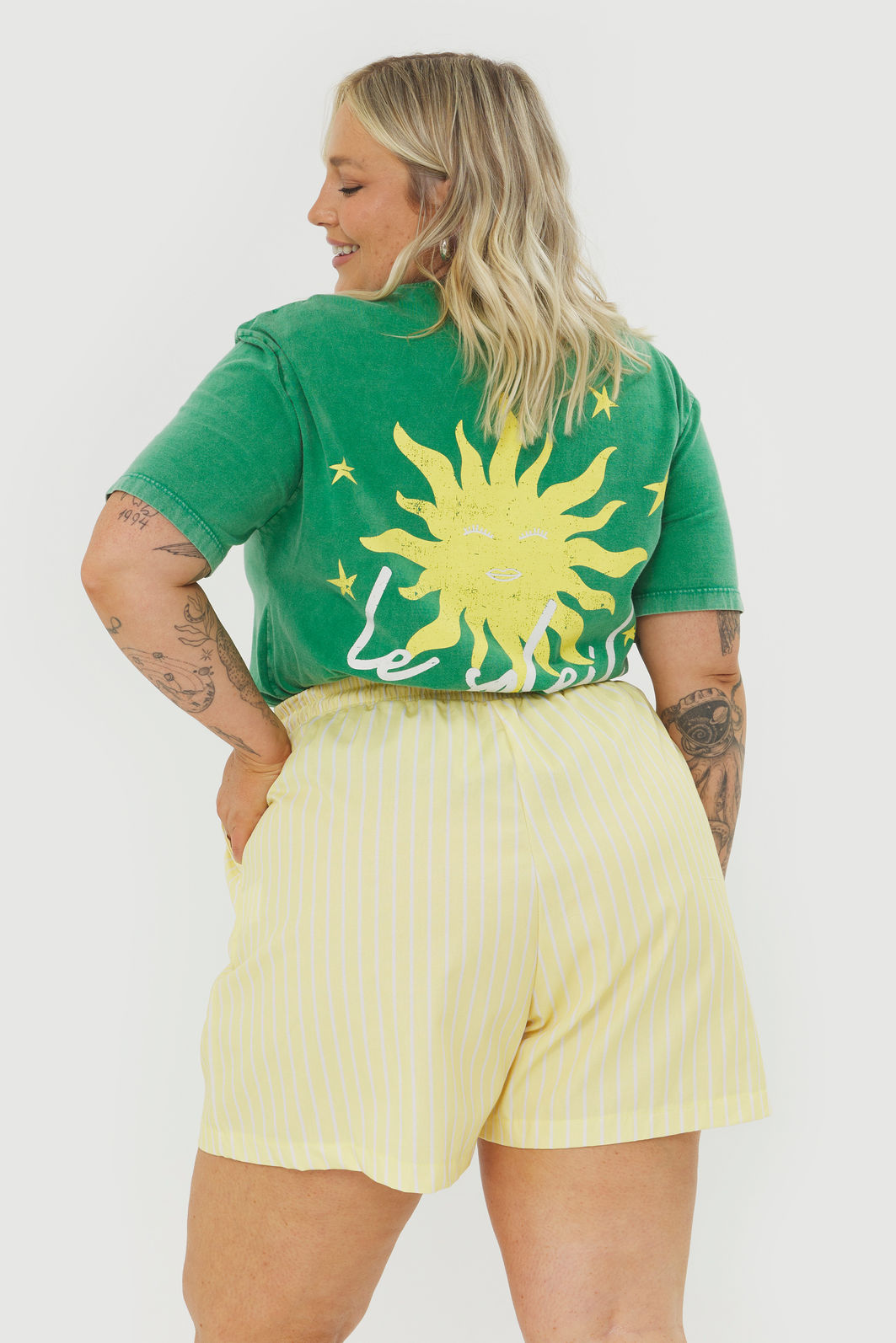 Short De Algodão Cora Manteiga Listrado Short De Algodão Cora Manteiga Listrado