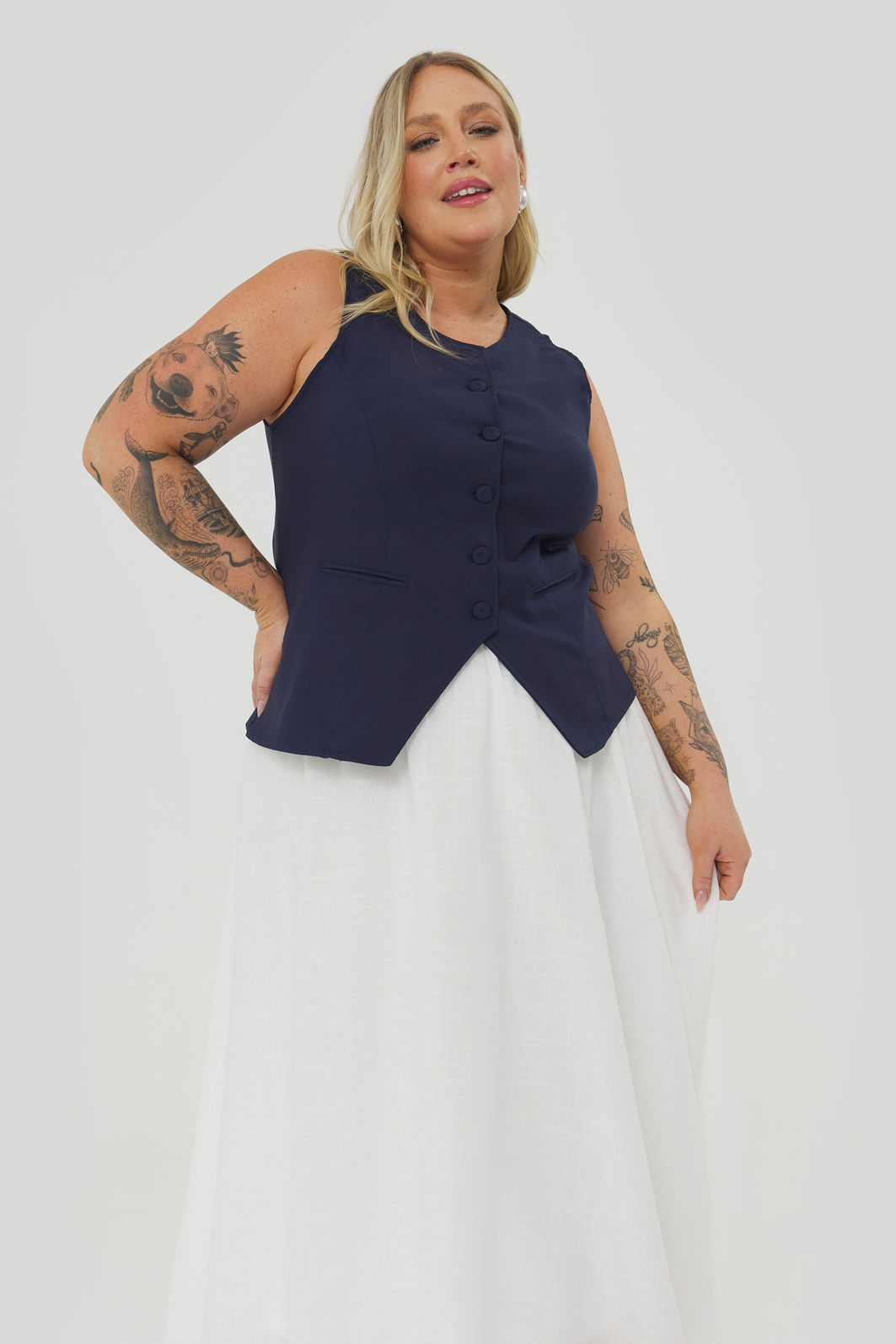 Colete Alongado Alfaiataria Fiorella Marinho