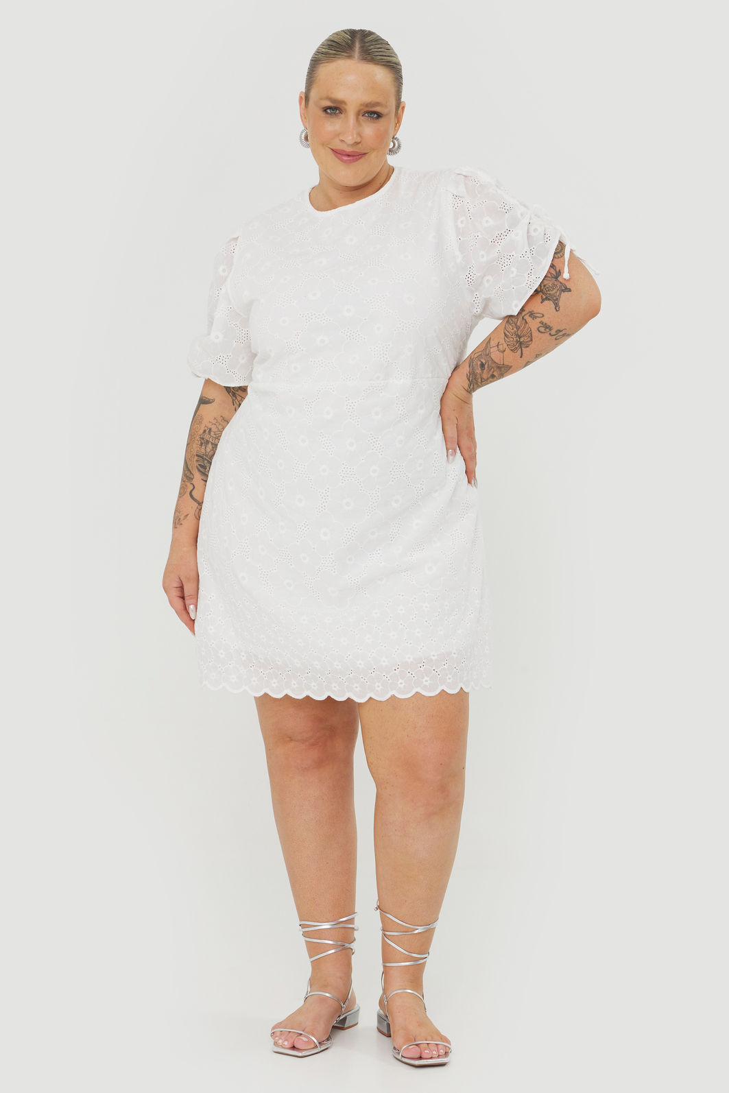 Vestido Curto Algodão Bordado Olímpia Off-White Vestido Curto Algodão Bordado Olímpia Off-White