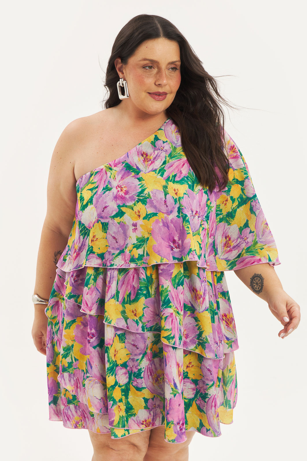 Vestido Um Ombro Só Flávia Floral Vestido Um Ombro Só Flávia Floral