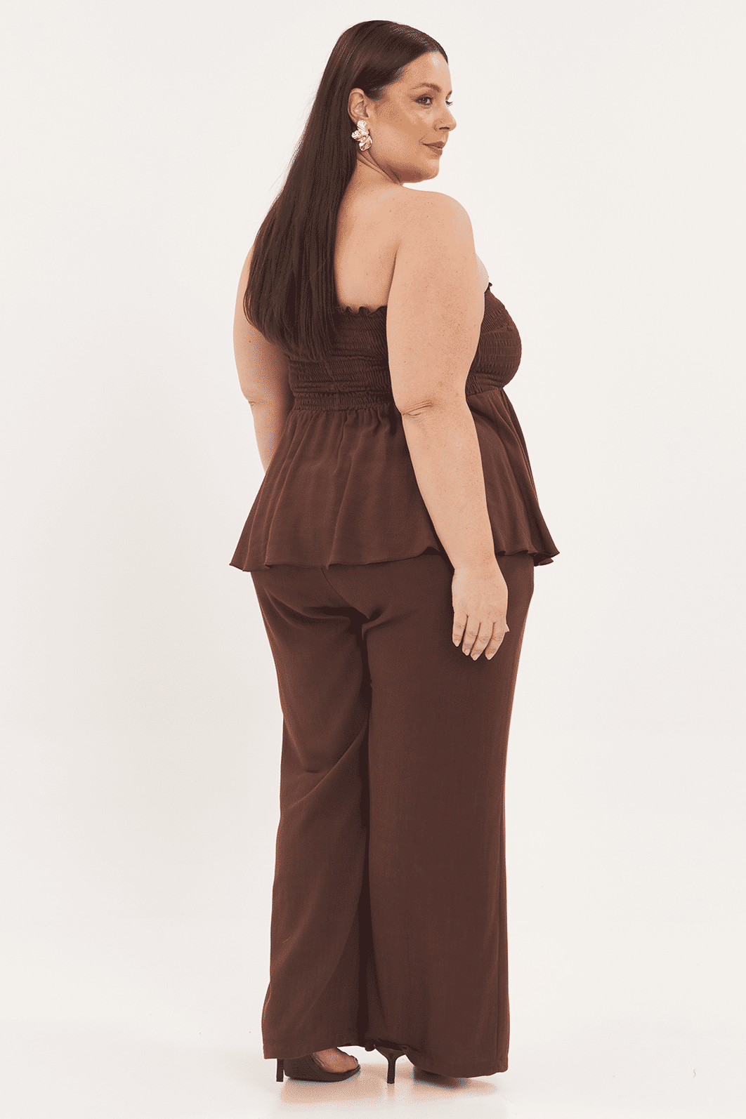 Blusa Peplum Chloe Marrom Blusa Peplum Chloe Marrom
