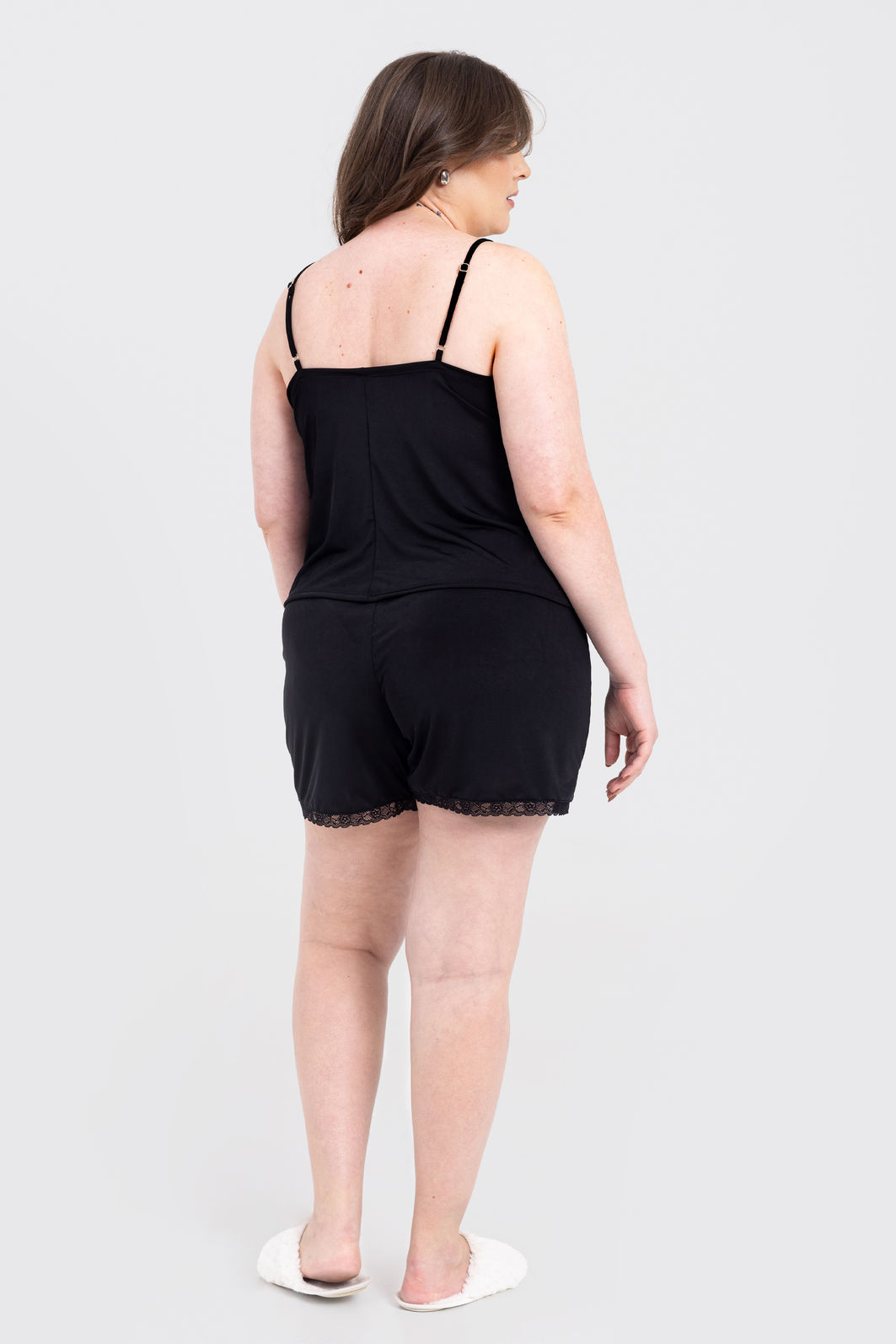 Conjunto Pijama Short Doll Com Renda Gabi Preto Conjunto Pijama Short Doll Com Renda Gabi Preto