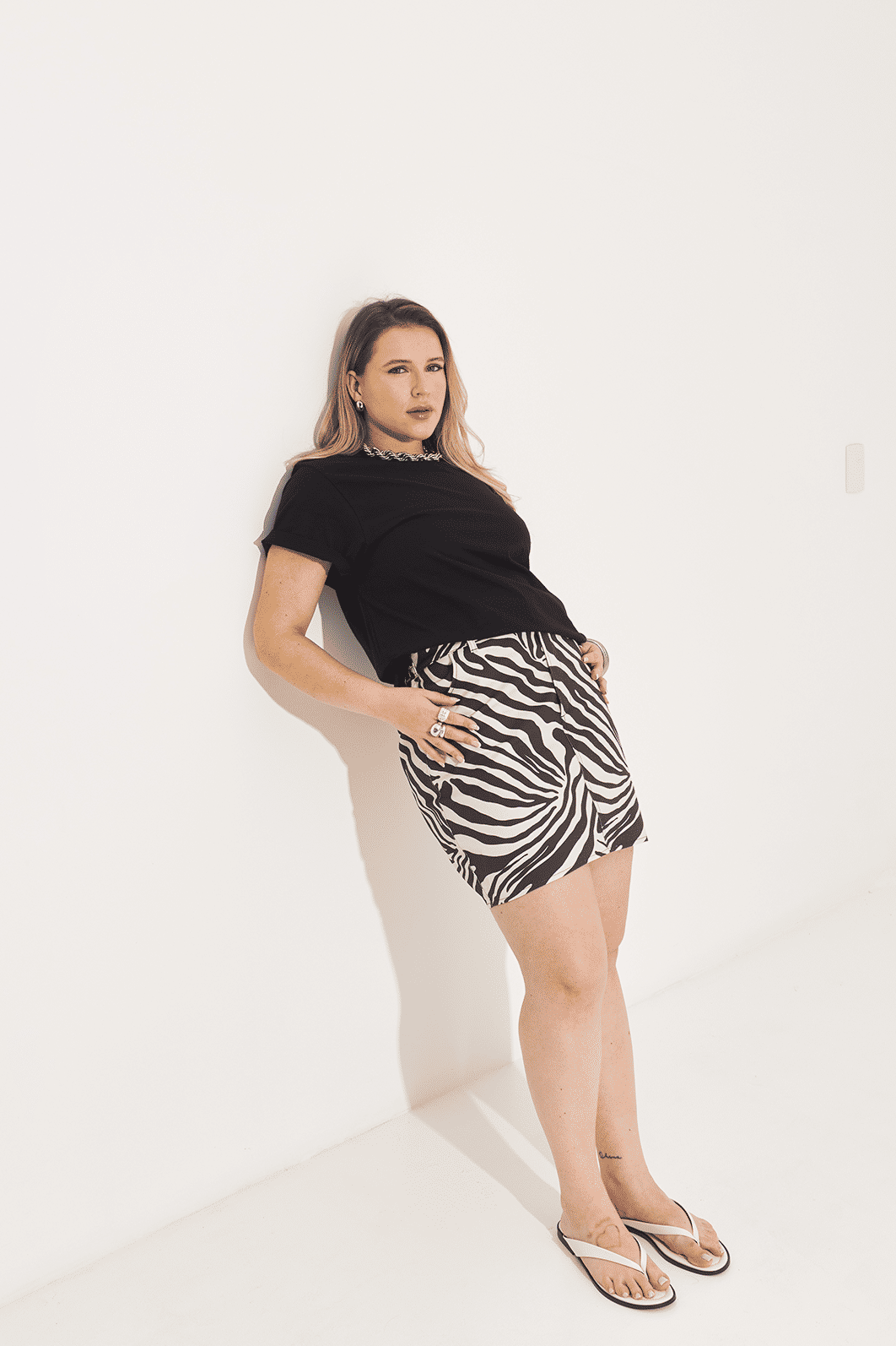 Saia Curta Sarja Zoey Animal Print Saia Curta Sarja Zoey Animal Print