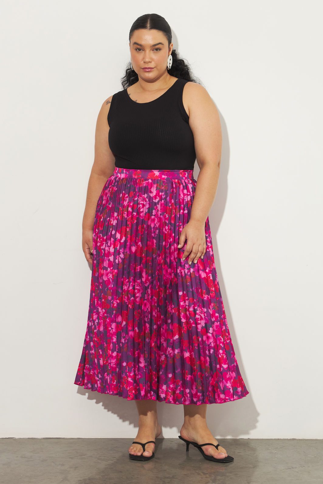 Saia Midi Plissada Scarlet Floral