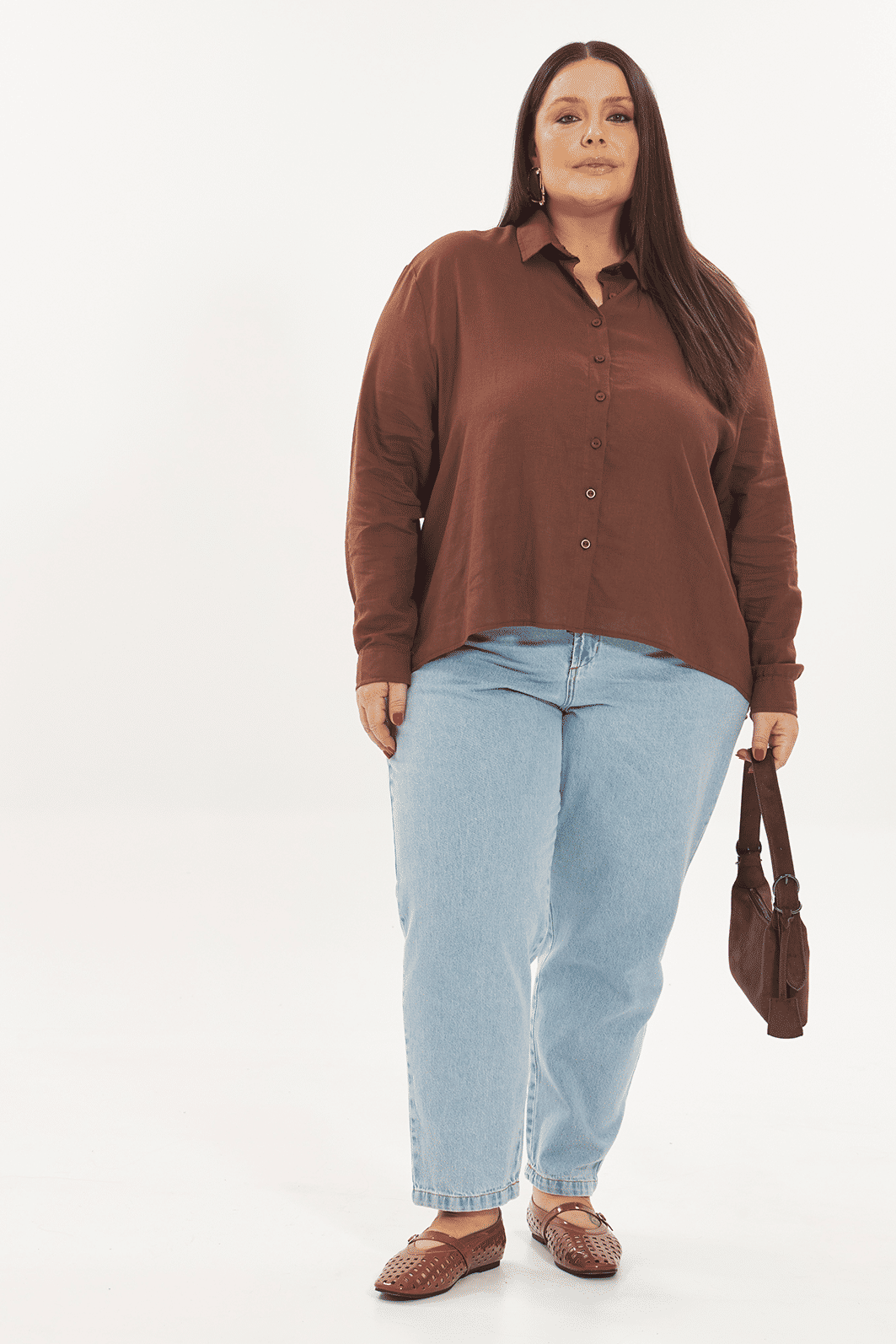 Camisa De Linho Georgina Marrom Camisa De Linho Georgina Marrom