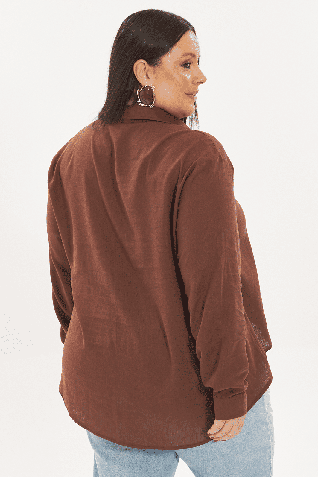 Camisa De Linho Georgina Marrom Camisa De Linho Georgina Marrom