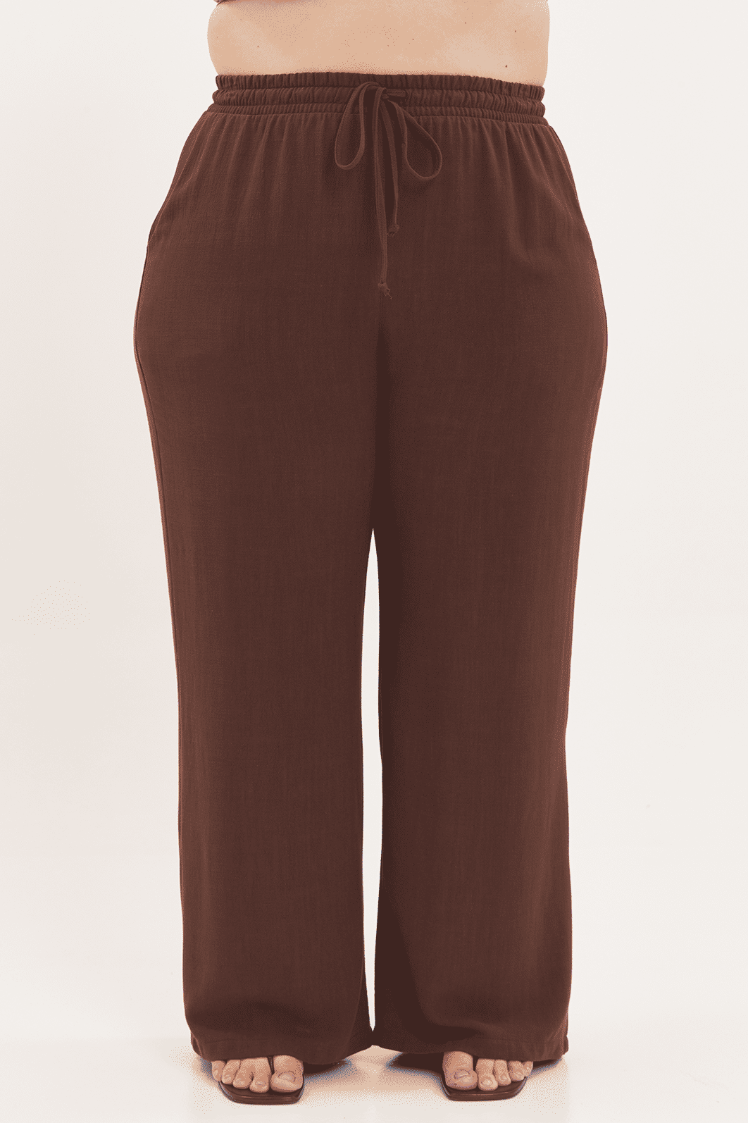 Calça Pantalona Linho Chloe Marrom Calça Pantalona Linho Chloe Marrom