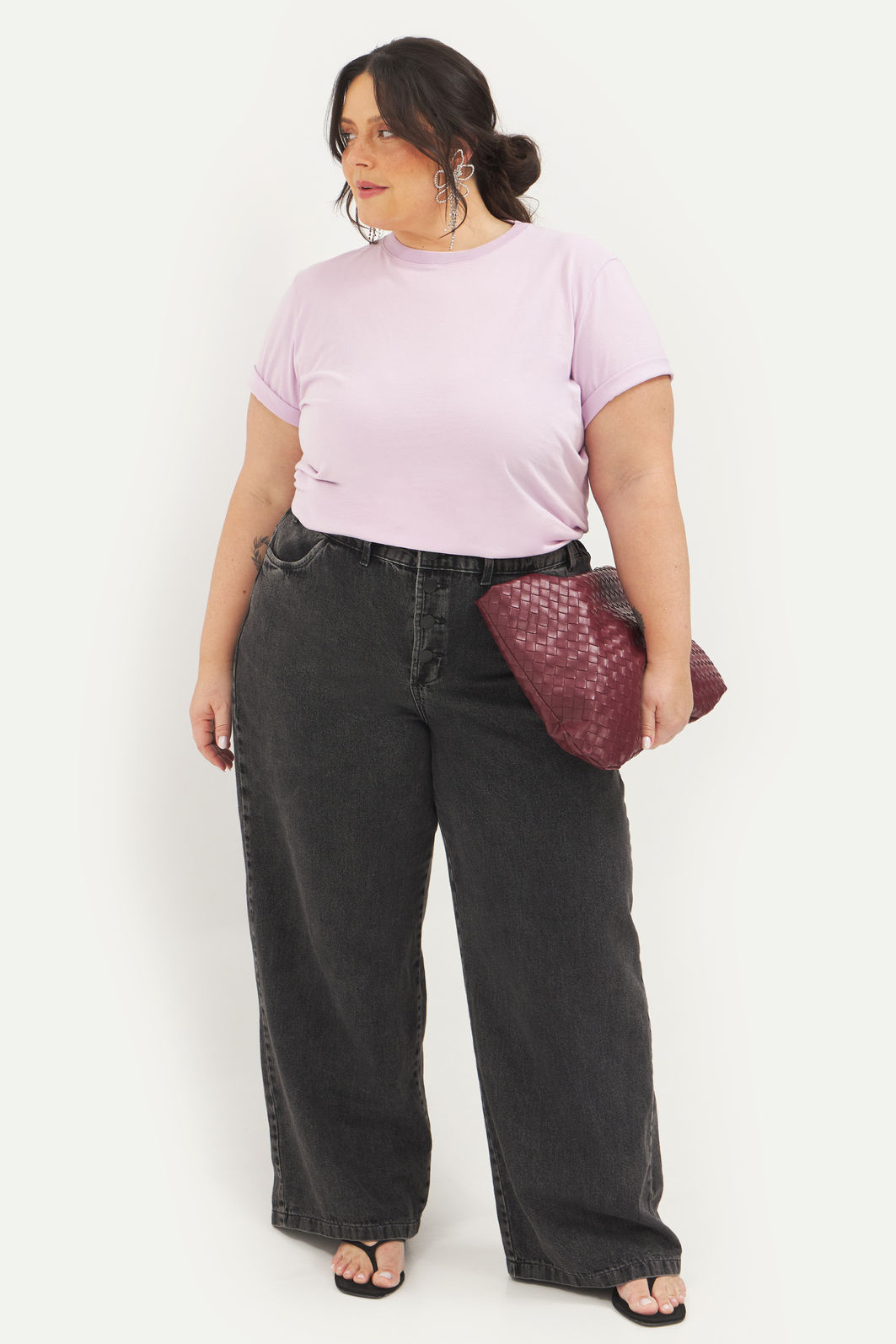 Calça Wideleg Jeans Tarsila Preto Calça Wideleg Jeans Tarsila Preto