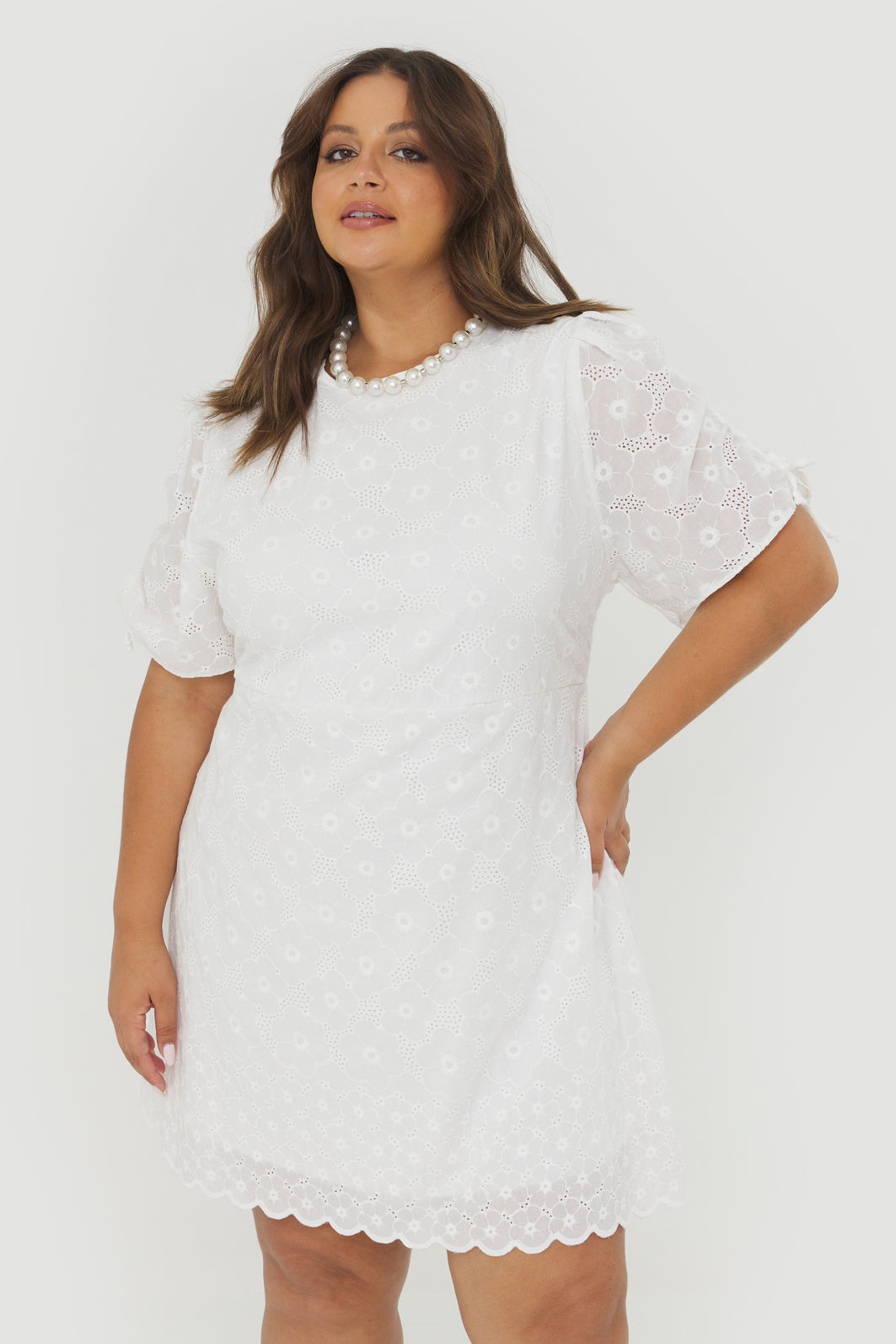 Vestido Curto Algodão Bordado Olímpia Off-White Vestido Curto Algodão Bordado Olímpia Off-White