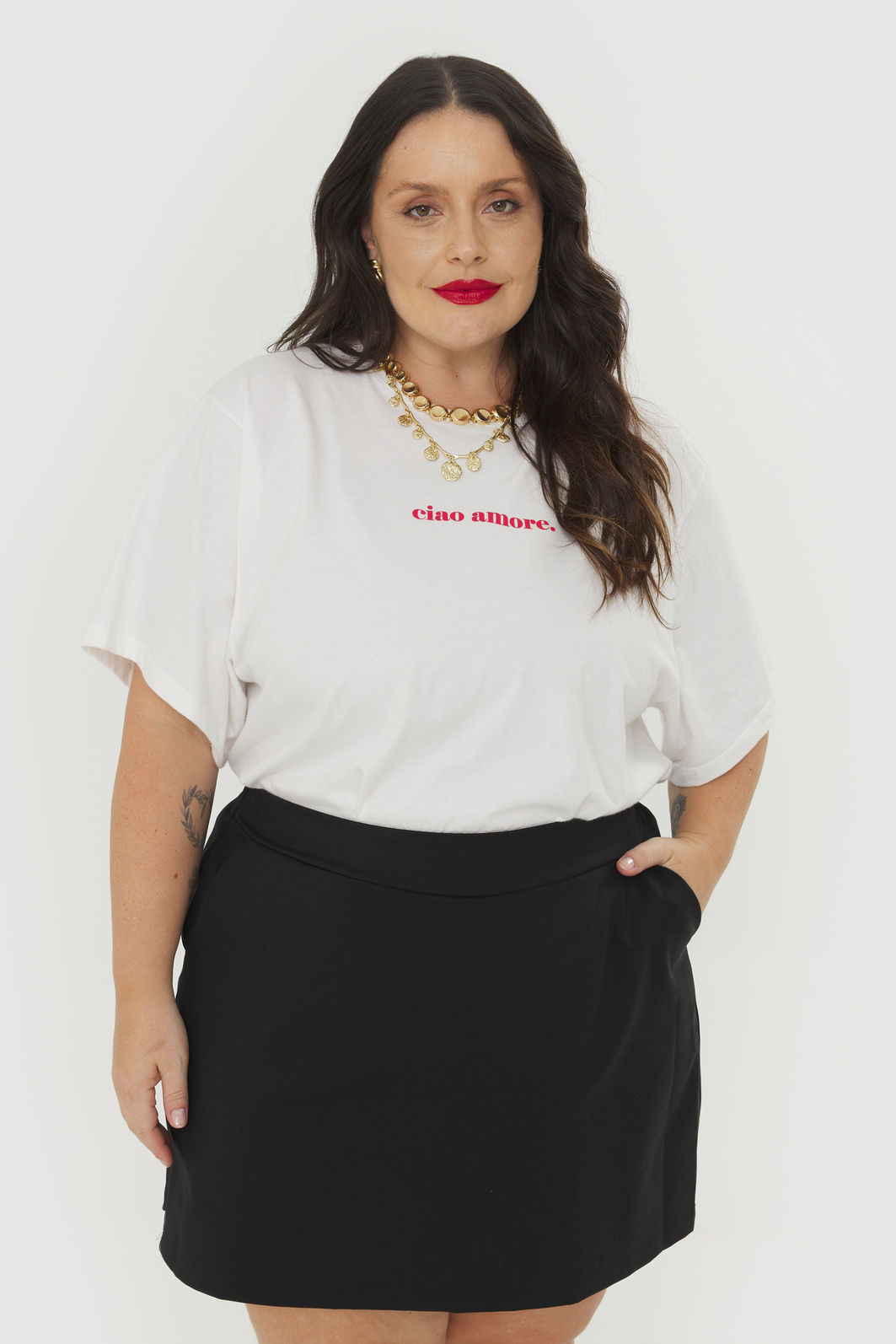 T-Shirt De Algodão Ciao Amore Off-White T-Shirt De Algodão Ciao Amore Off-White