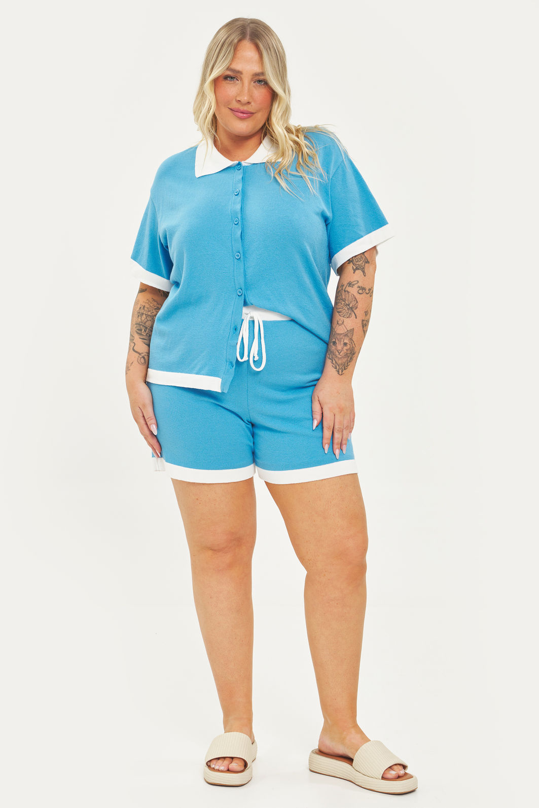 Short Tricô Adelina Azul