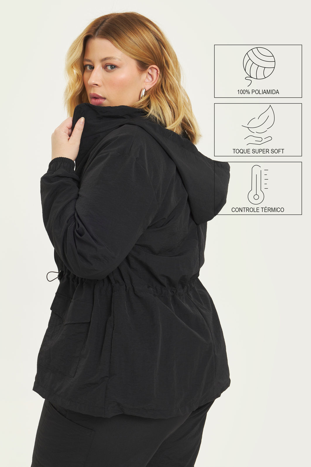 Jaqueta Parka Esportiva Bianca Preto Jaqueta Parka Esportiva Bianca Preto