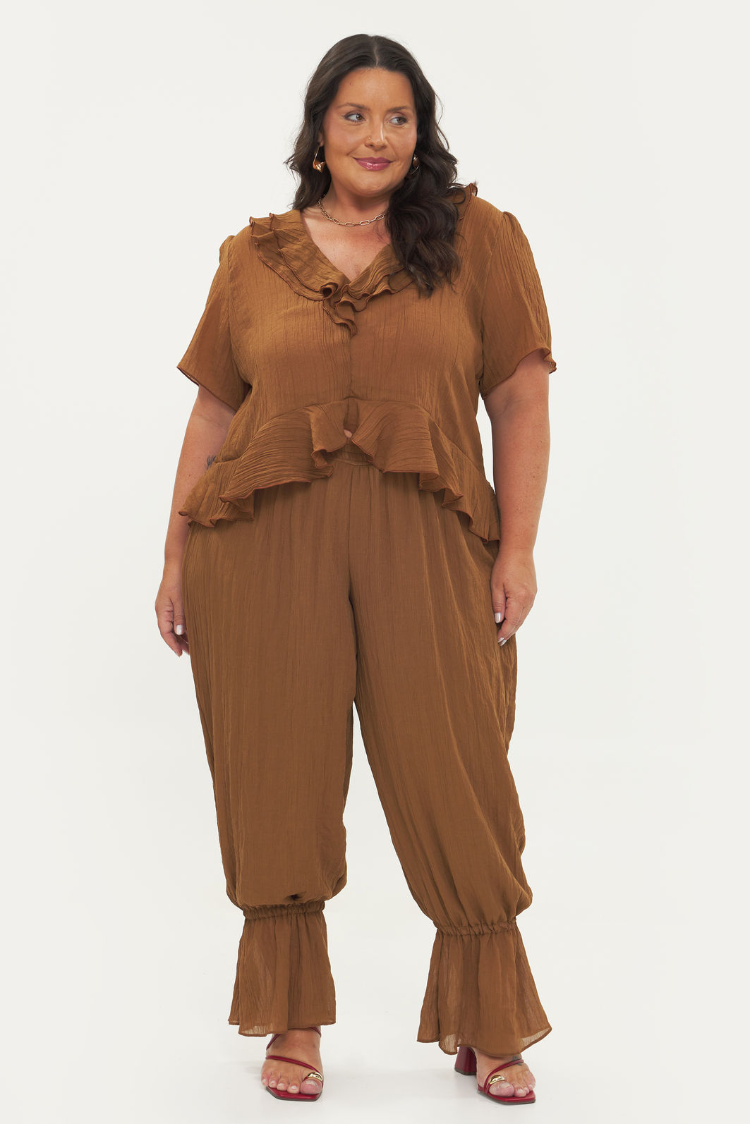 Calça Aladim Sofia Camel Calça Aladim Sofia Camel